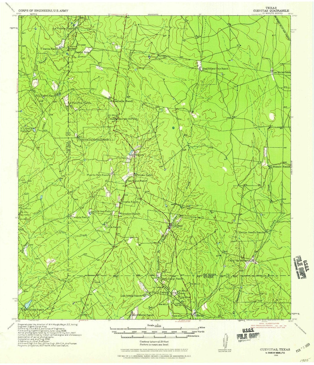 1938 Cuevitas, TX - Texas - USGS Topographic Map