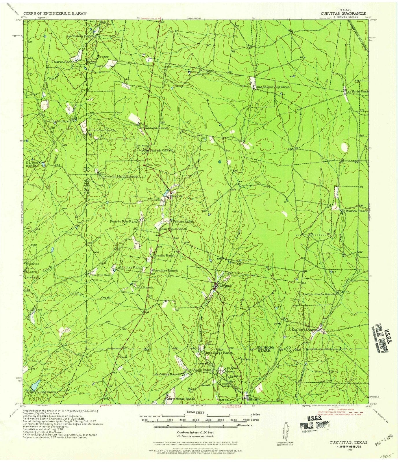 1938 Cuevitas, TX - Texas - USGS Topographic Map
