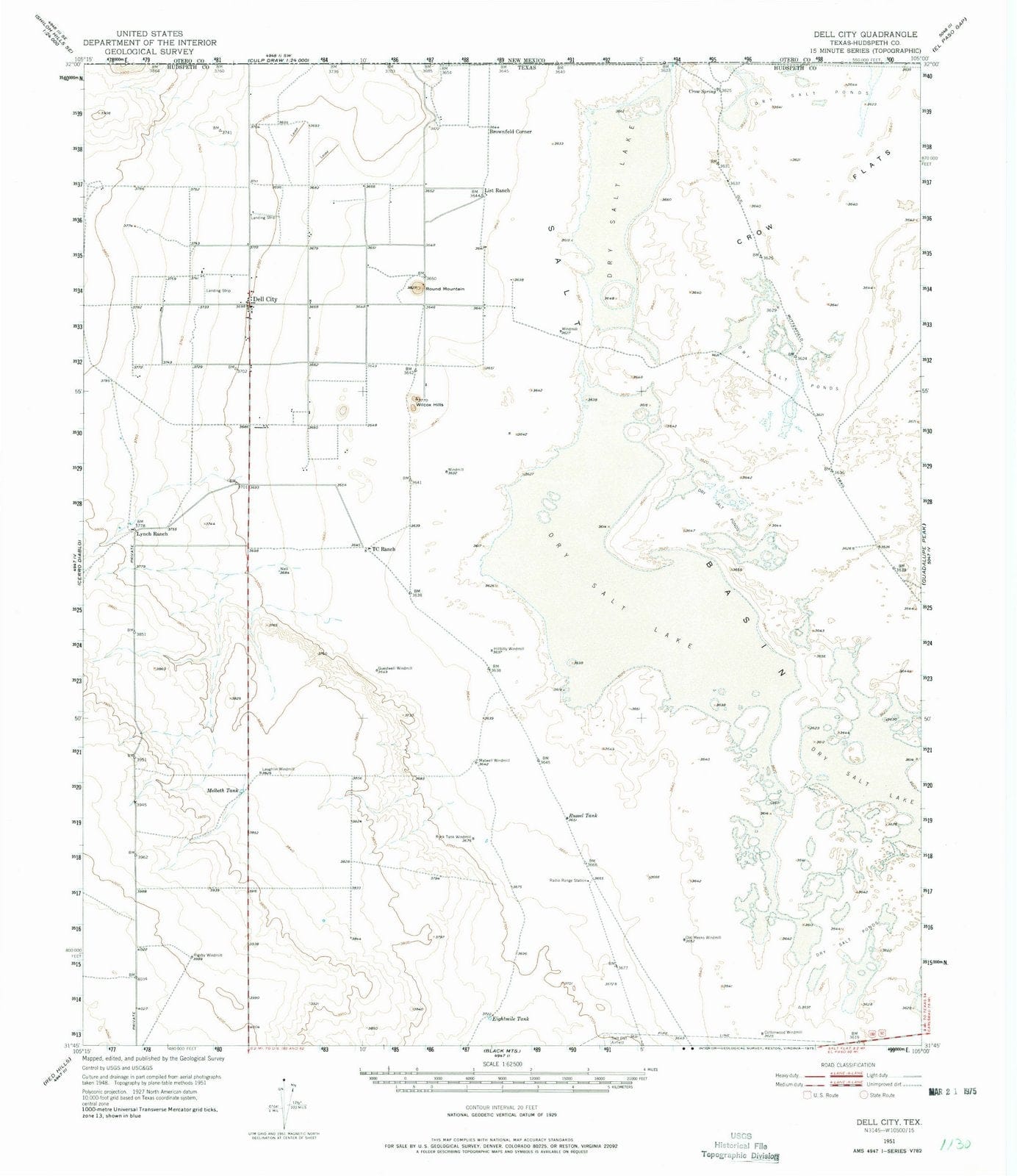 1951 Dell City, TX - Texas - USGS Topographic Map