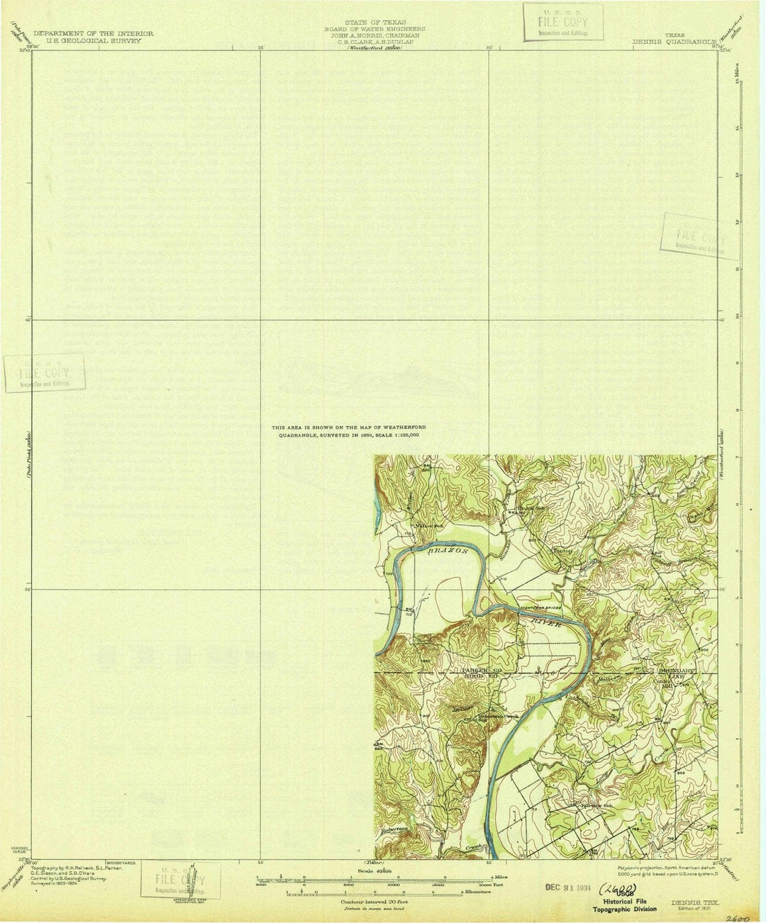 1931 Dennis, TX - Texas - USGS Topographic Map