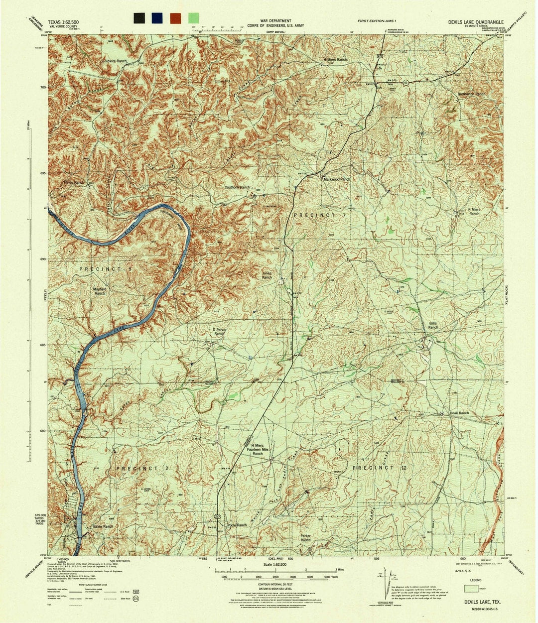 1944 Devils Lake, TX - Texas - USGS Topographic Map