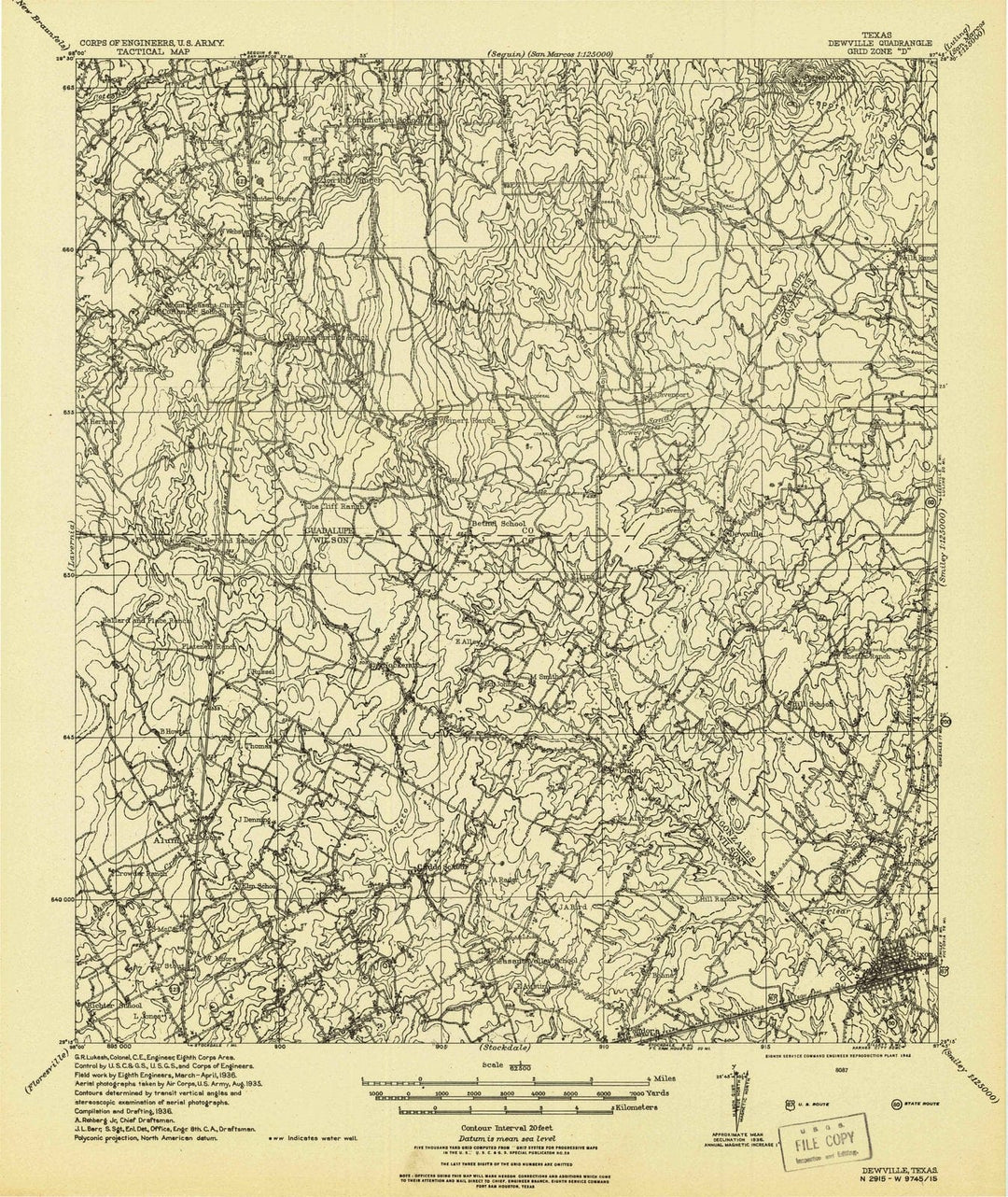 1942 Dewville, TX - Texas - USGS Topographic Map
