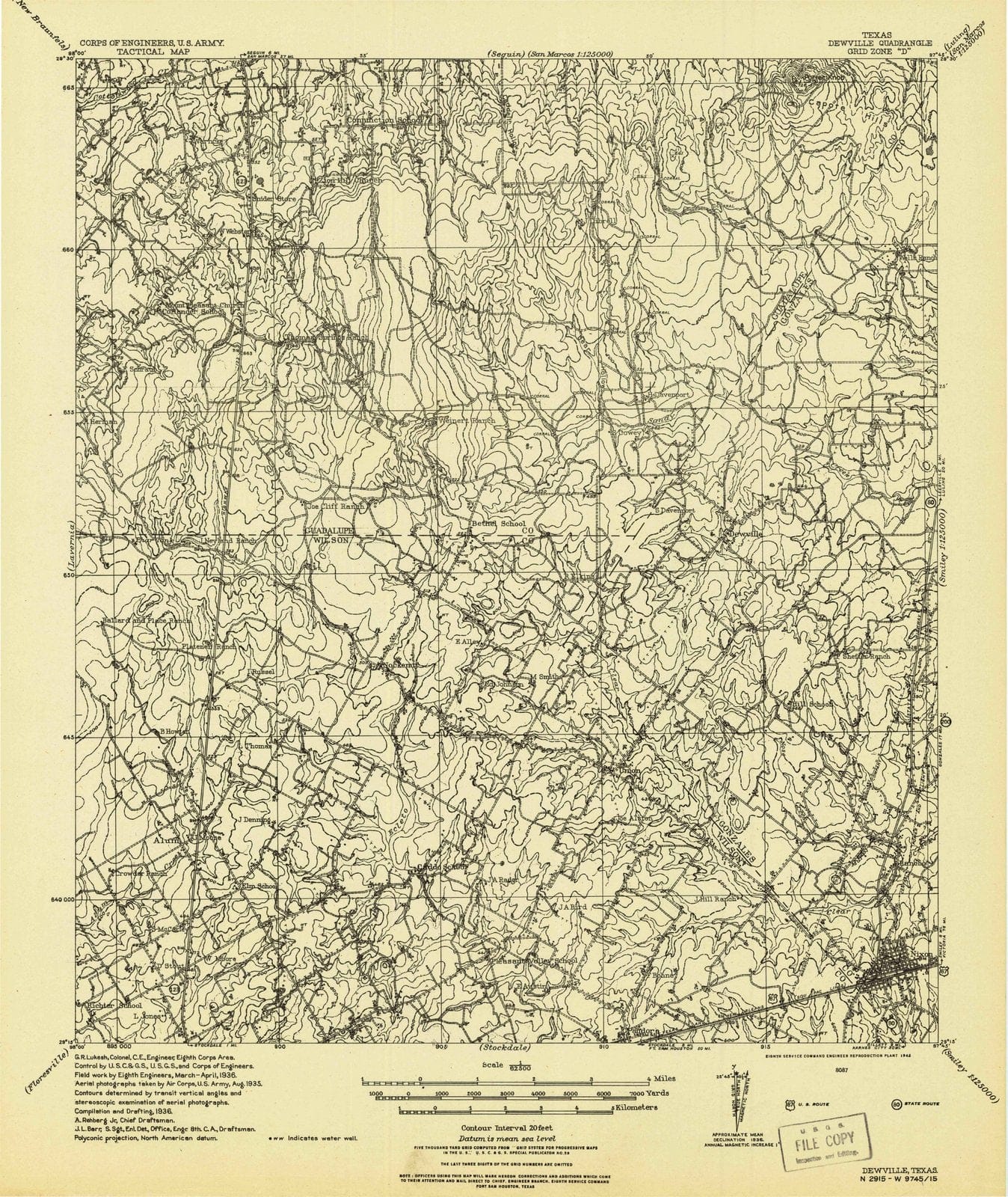 1942 Dewville, TX - Texas - USGS Topographic Map