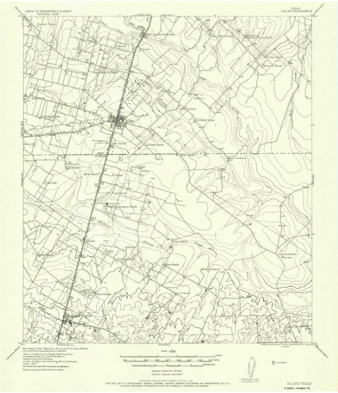 1942 Dilley, TX - Texas - USGS Topographic Map