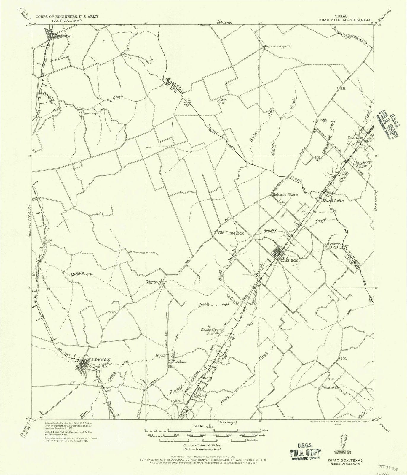 1919 Dime Box, TX - Texas - USGS Topographic Map