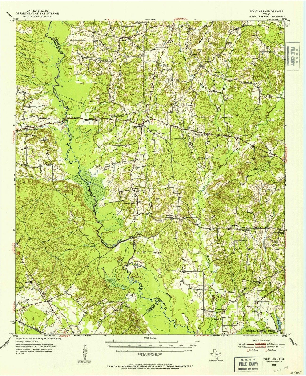 1952 Douglass, TX - Texas - USGS Topographic Map