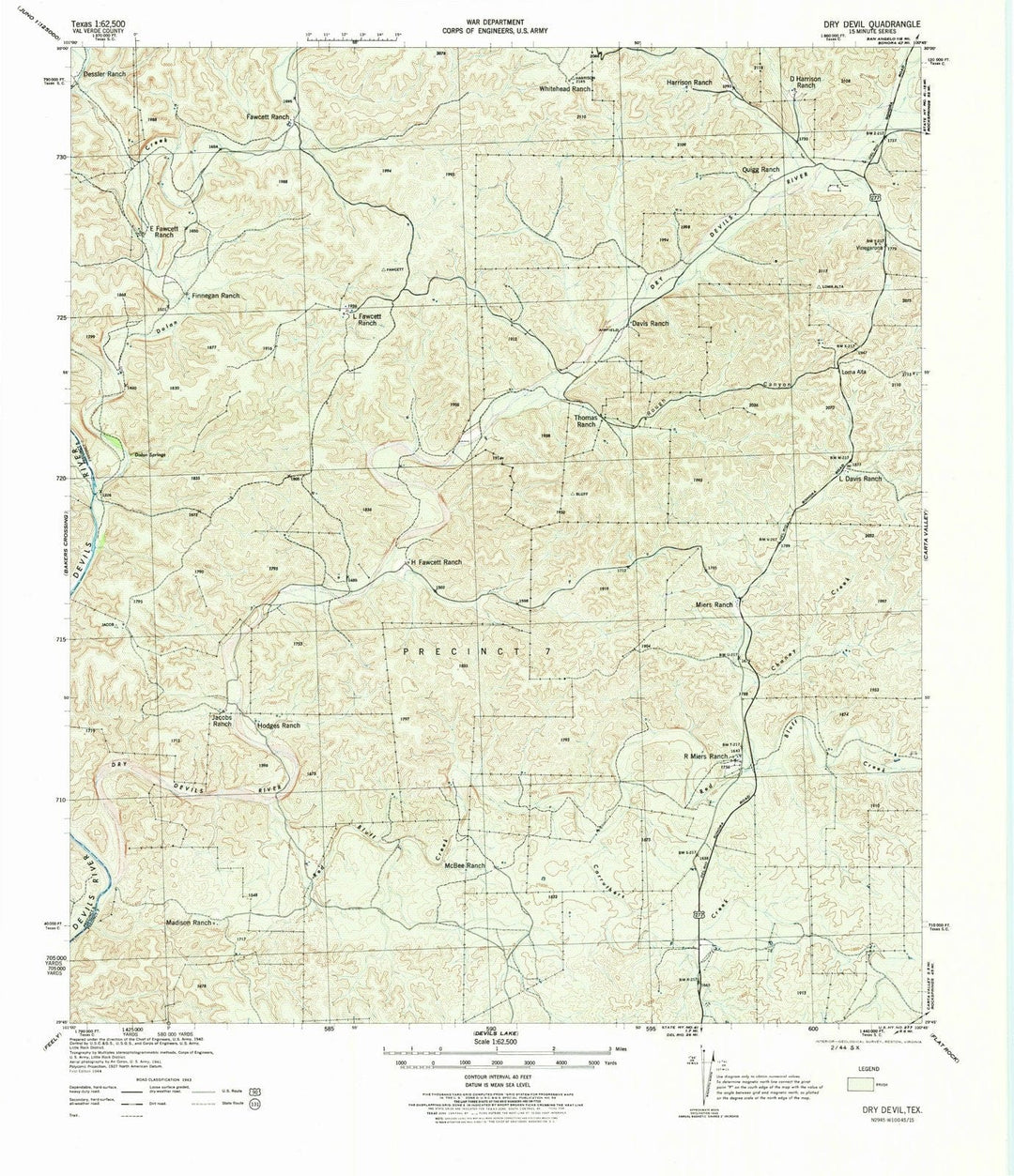 1944 Dryevil, TX - Texas - USGS Topographic Map