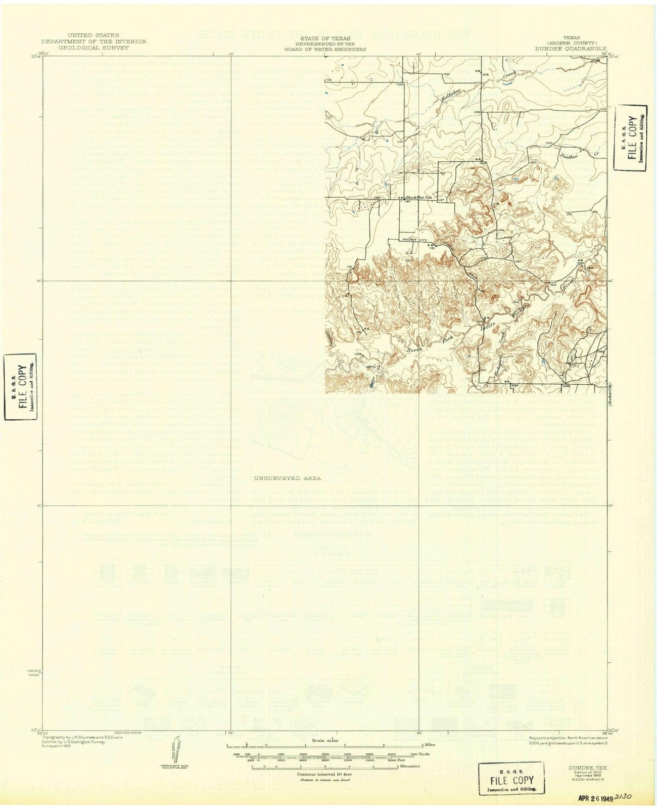 1932 Dundee, TX - Texas - USGS Topographic Map