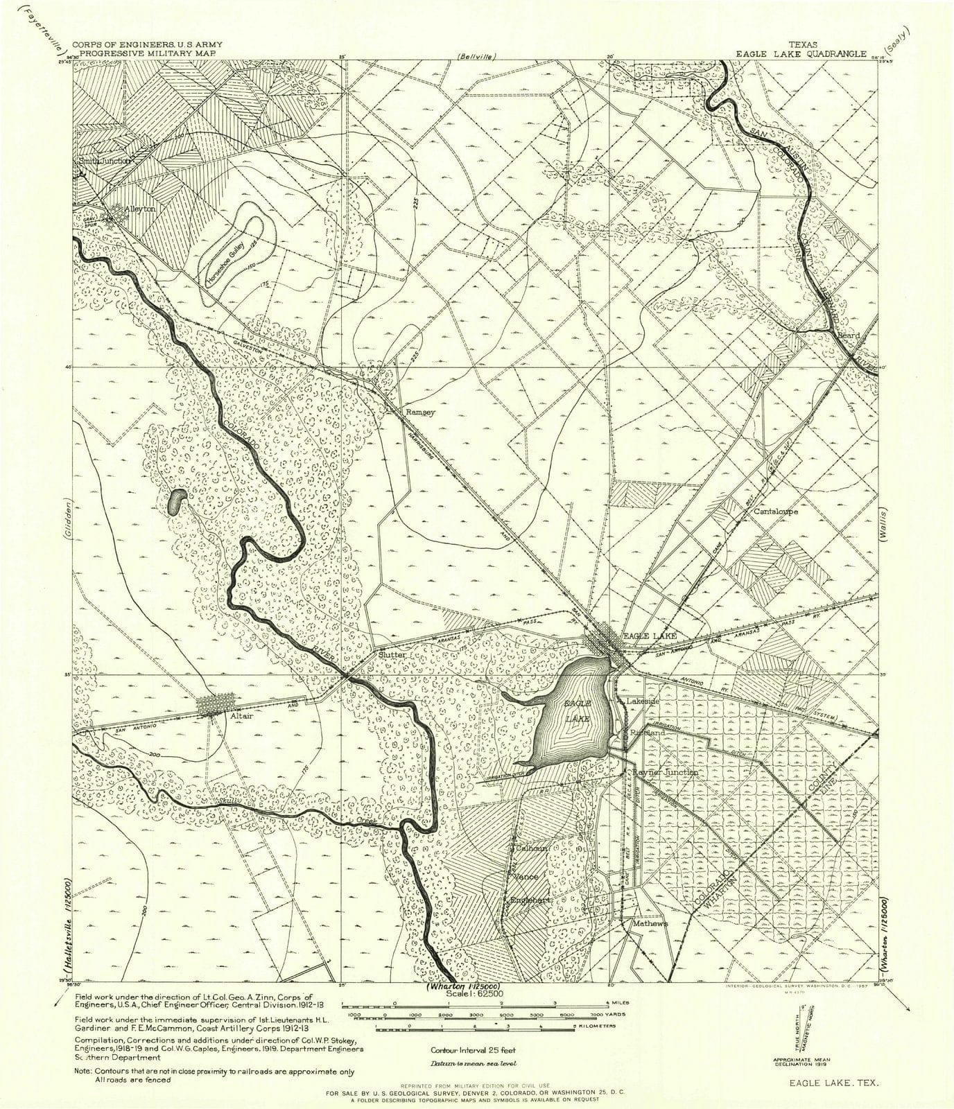 1957 Eagle Lake, TX - Texas - USGS Topographic Map