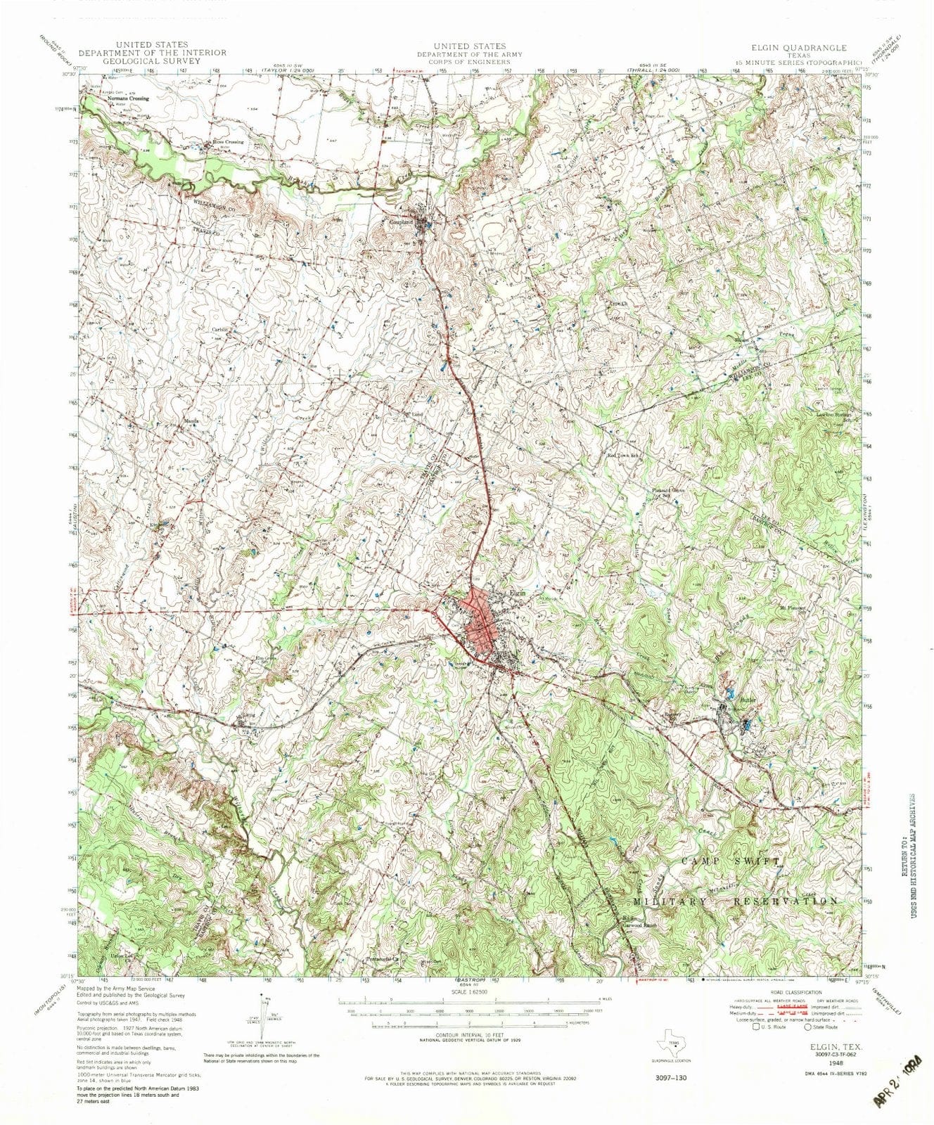 1948 Elgin, TX - Texas - USGS Topographic Map