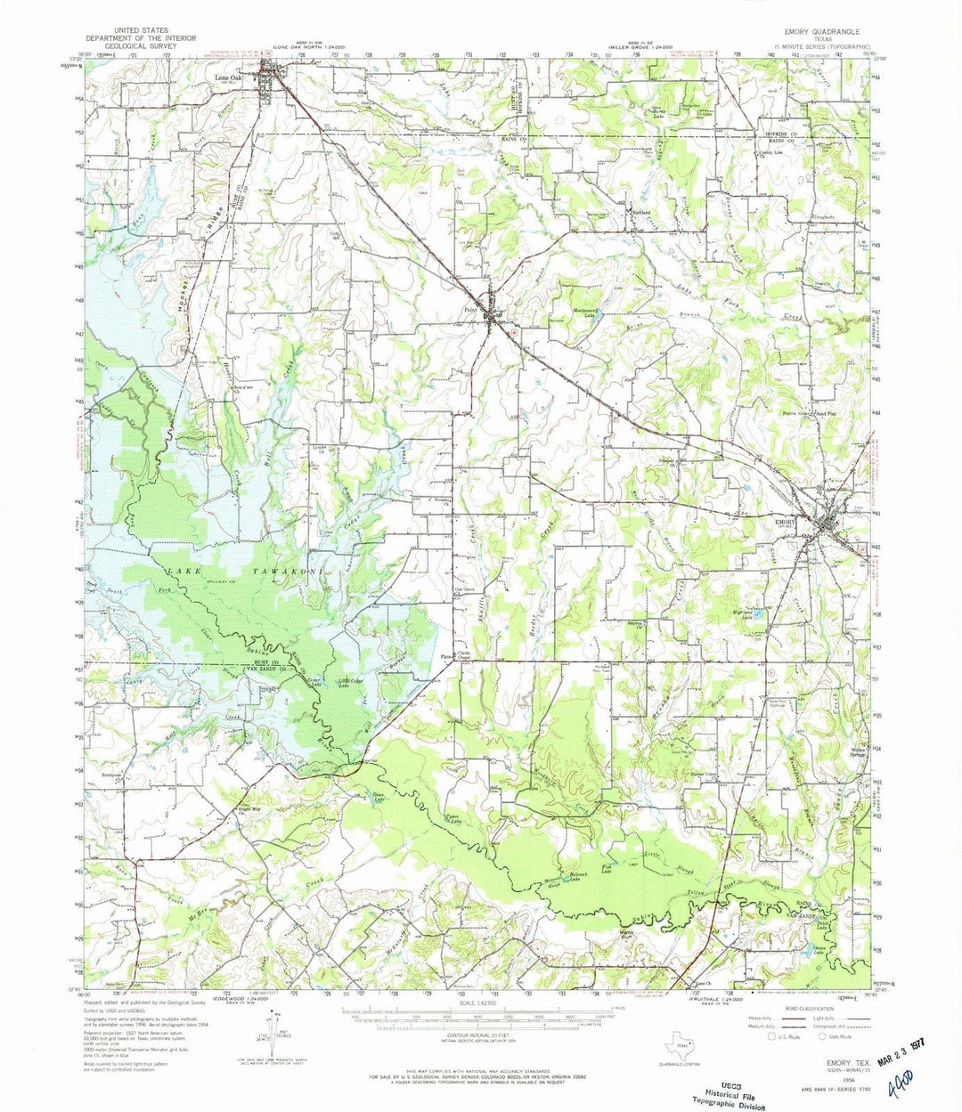1956 Emory, TX - Texas - USGS Topographic Map