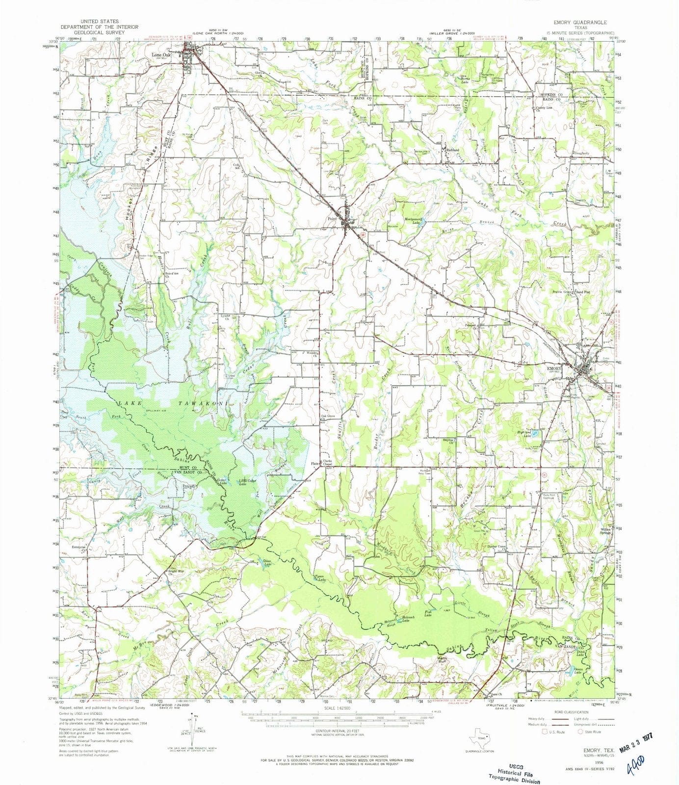 1956 Emory, TX - Texas - USGS Topographic Map