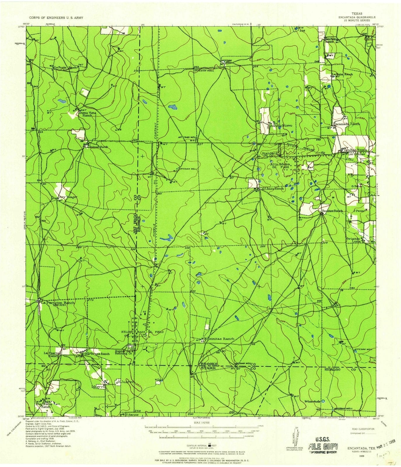 1939 Encantada, TX - Texas - USGS Topographic Map