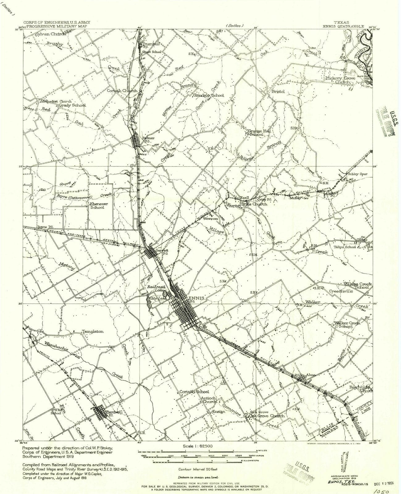 1956 Ennis, TX - Texas - USGS Topographic Map
