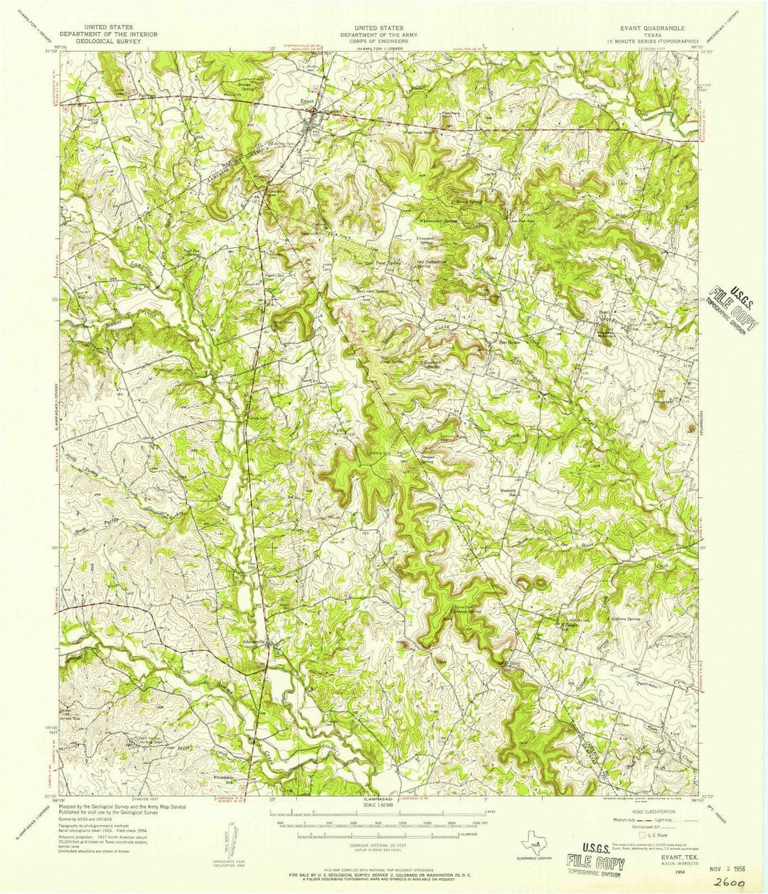 1954 Evant, TX - Texas - USGS Topographic Map
