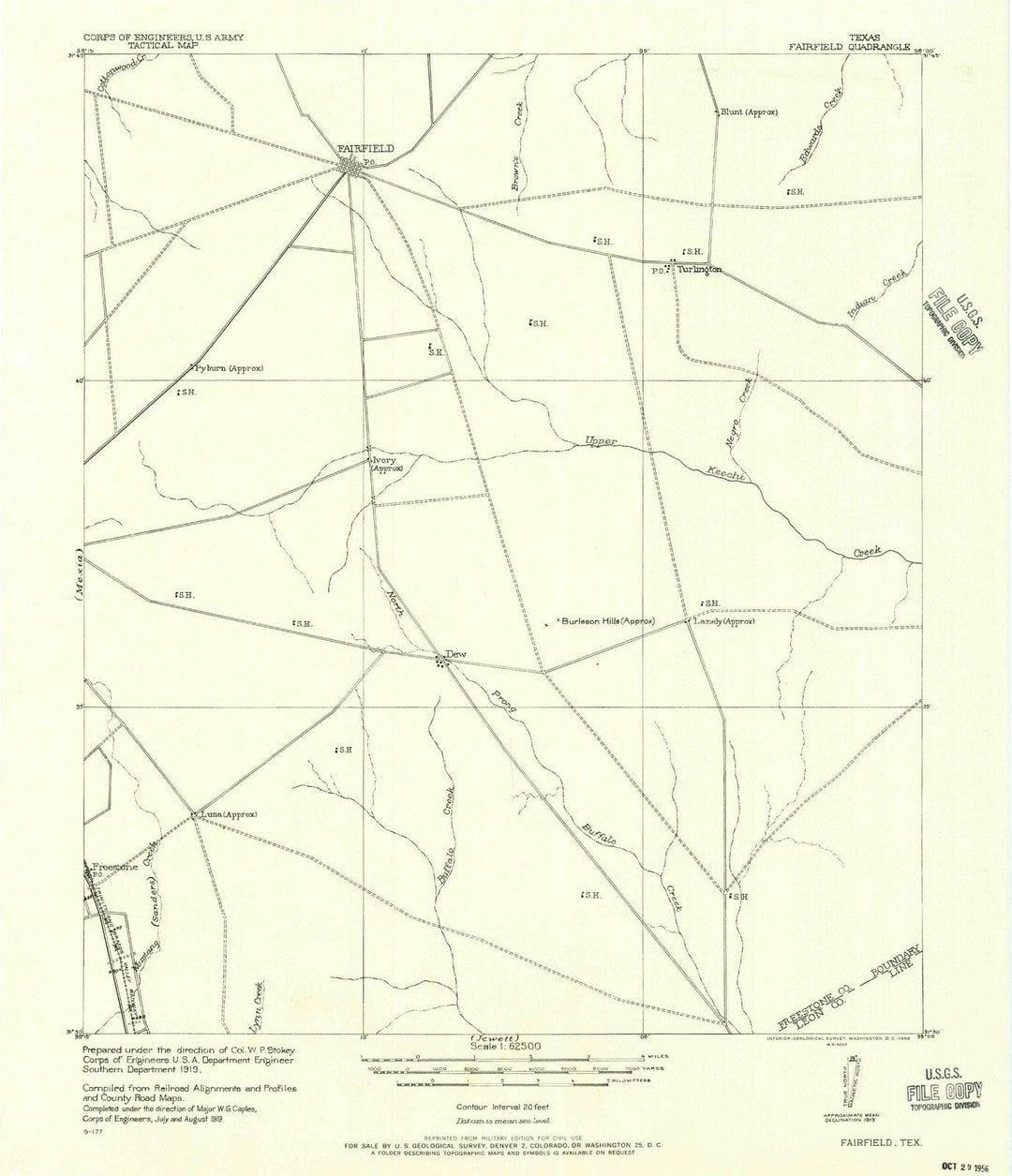 1919 Fairfield, TX - Texas - USGS Topographic Map
