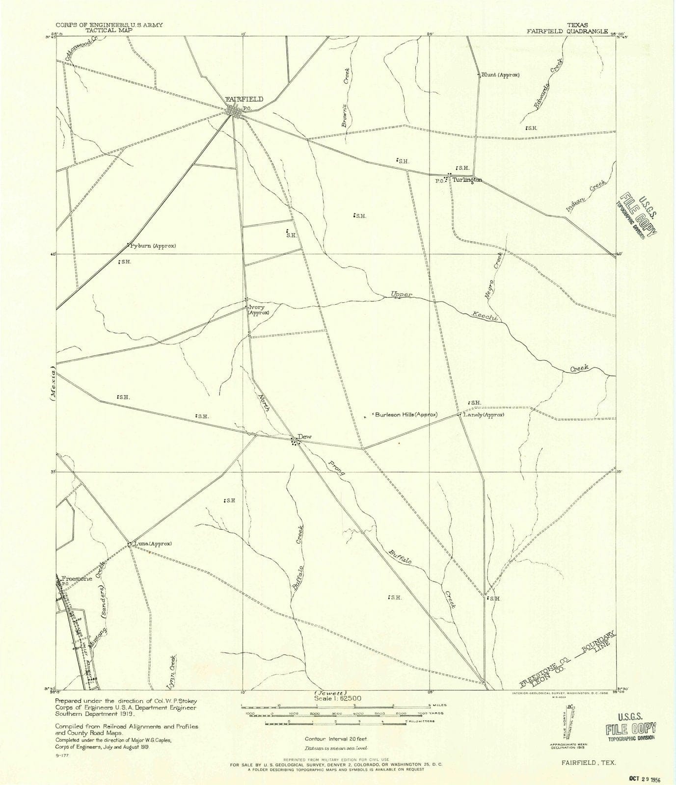 1919 Fairfield, TX - Texas - USGS Topographic Map