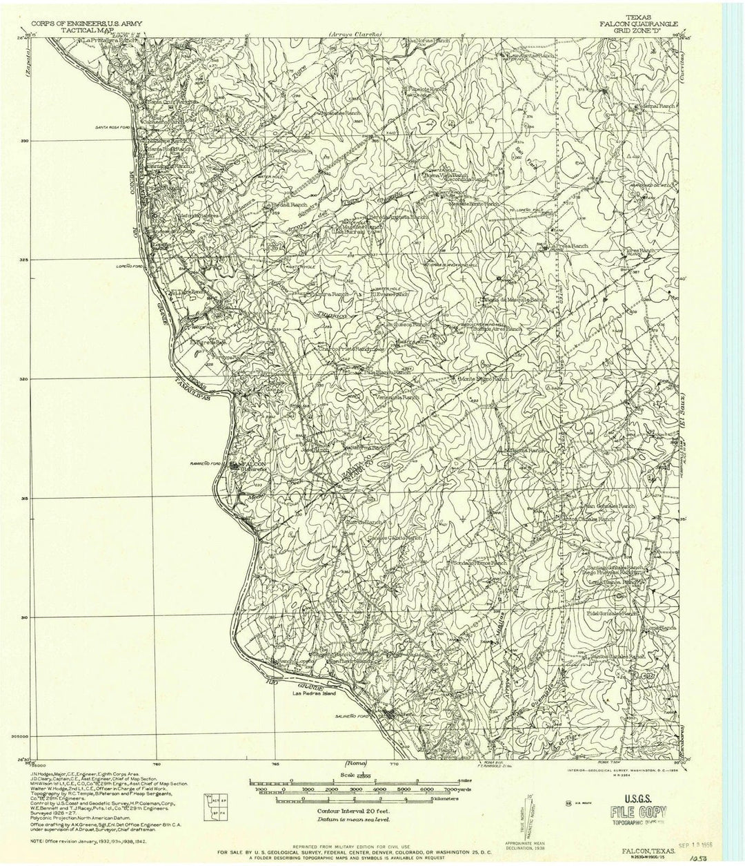 1938 Falcon, TX - Texas - USGS Topographic Map