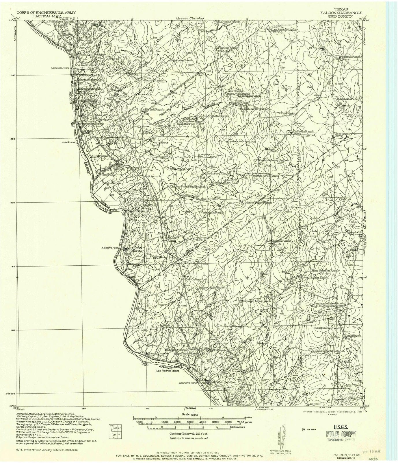 1938 Falcon, TX - Texas - USGS Topographic Map