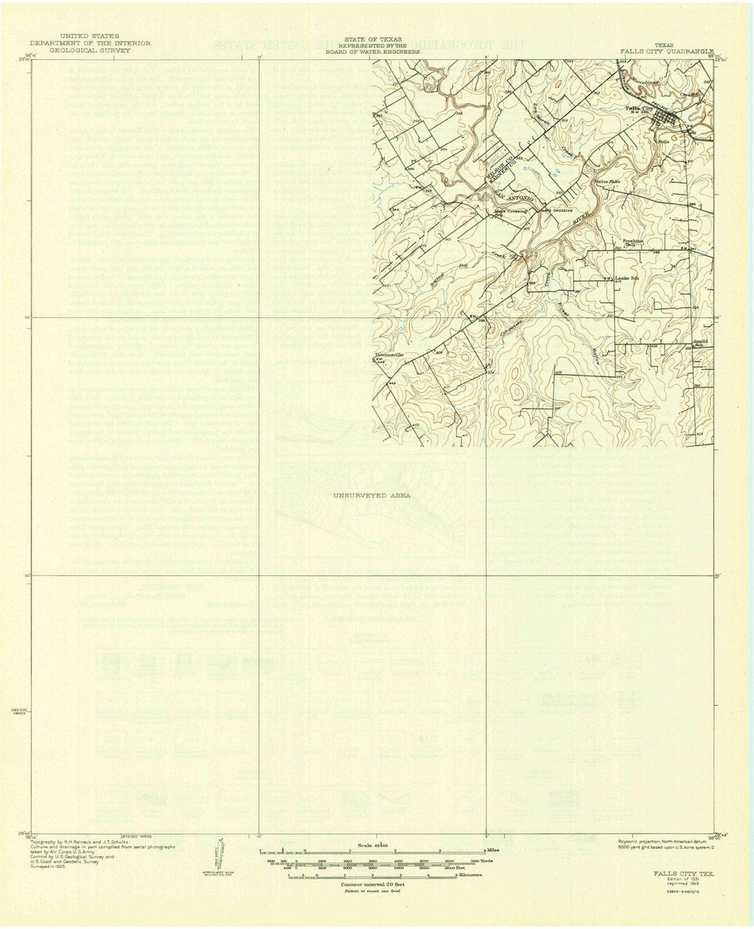 1931 Falls City, TX - Texas - USGS Topographic Map