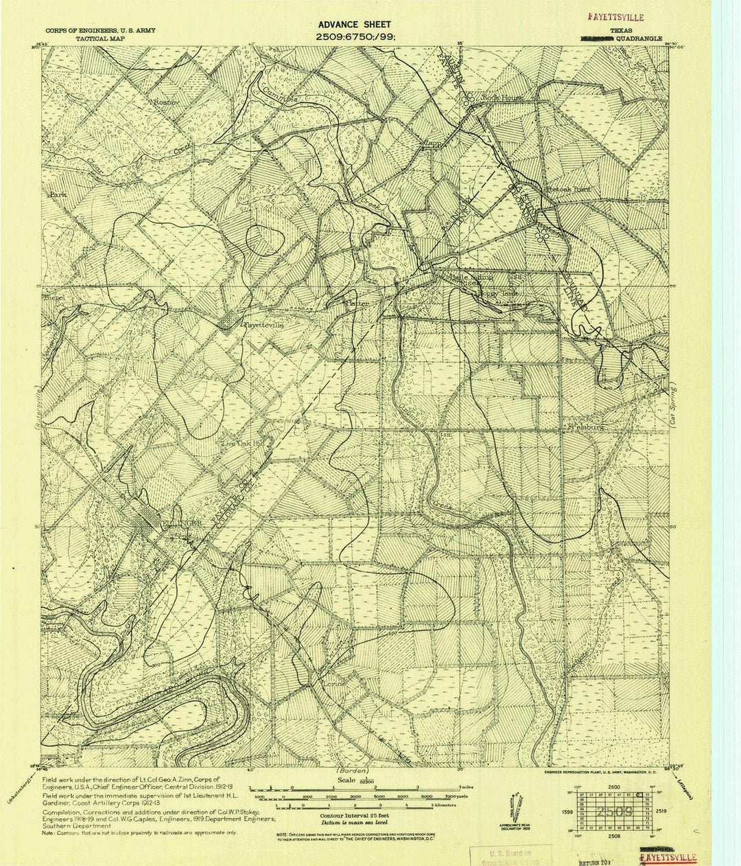 1919 Fayettsville, TX - Texas - USGS Topographic Map