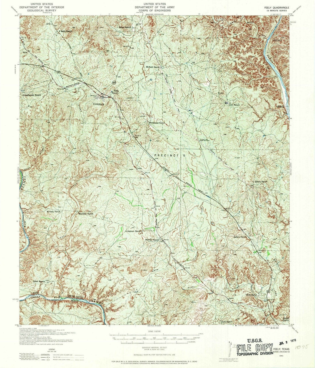 1941 Feely, TX - Texas - USGS Topographic Map