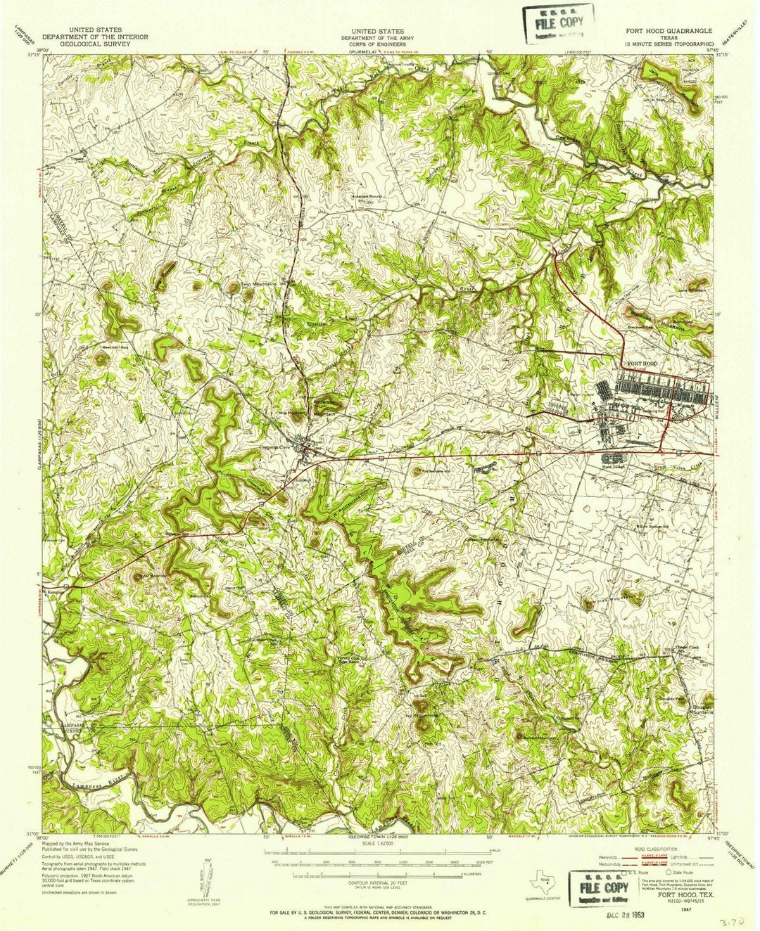1947 Fort Hood, TX - Texas - USGS Topographic Map
