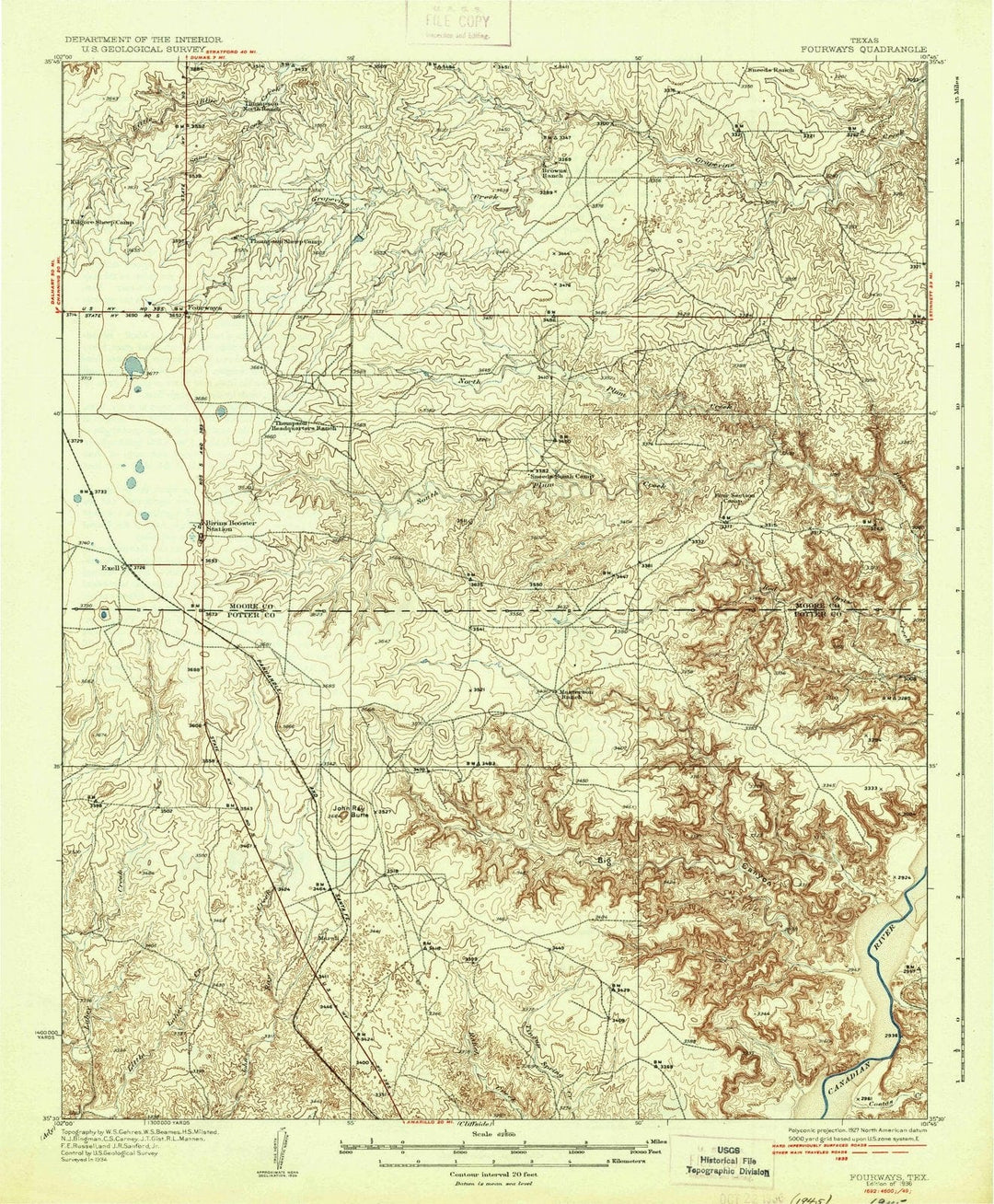 1936 Fourways, TX - Texas - USGS Topographic Map
