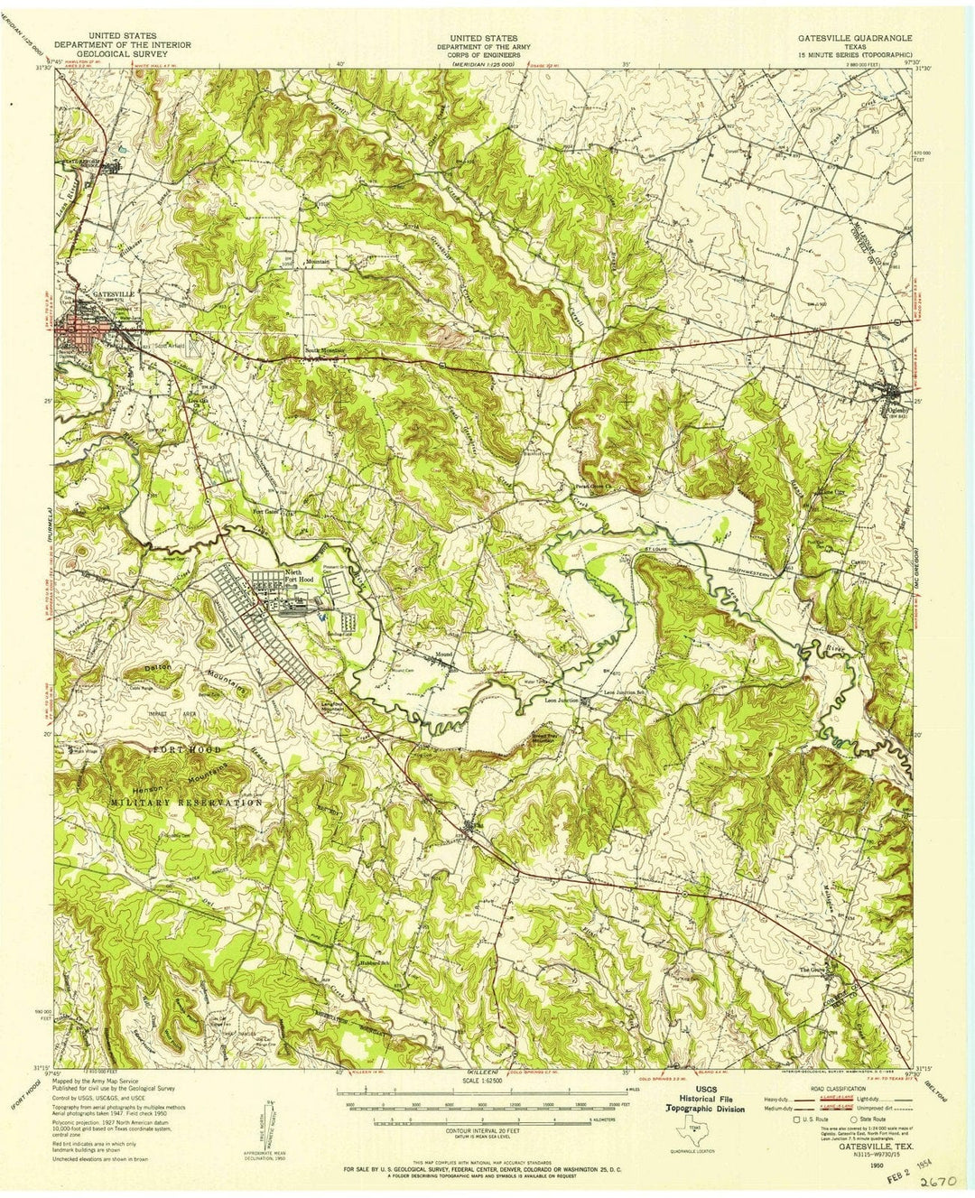 1950 Gatesville, TX - Texas - USGS Topographic Map
