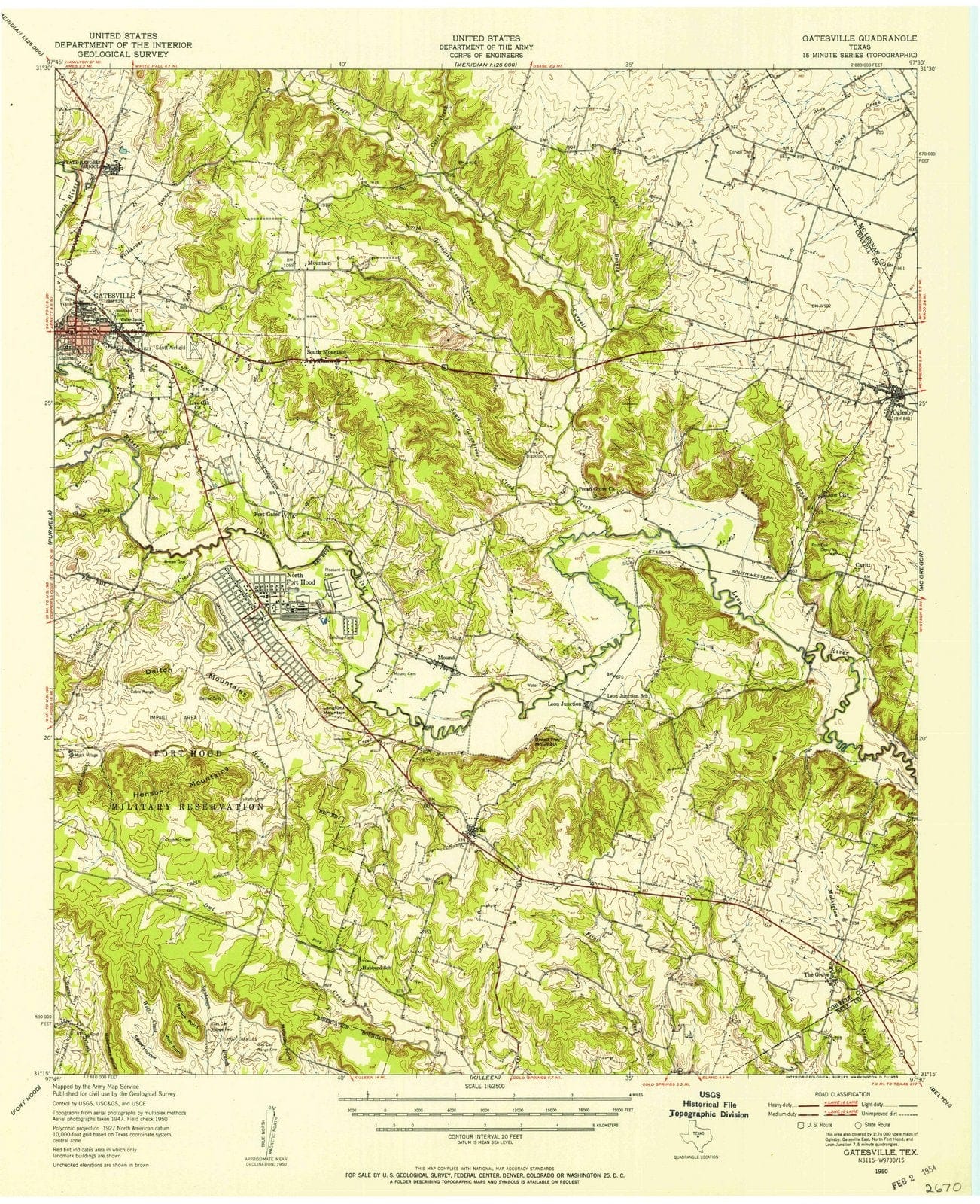 1950 Gatesville, TX - Texas - USGS Topographic Map