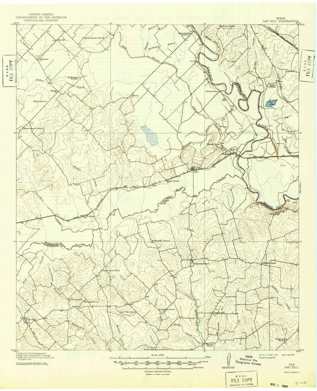 1914 Gay Hill, TX - Texas - USGS Topographic Map