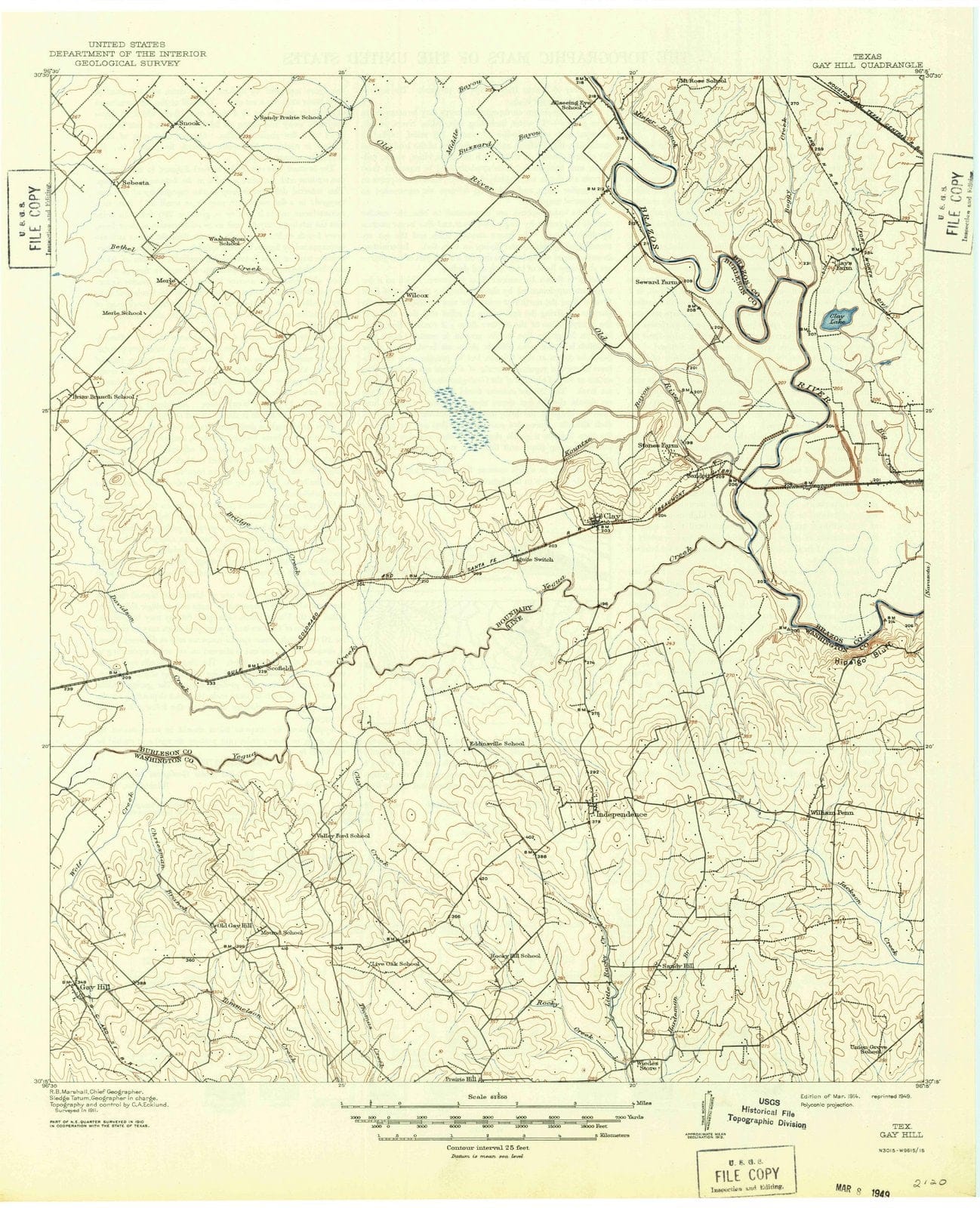 1914 Gay Hill, TX - Texas - USGS Topographic Map