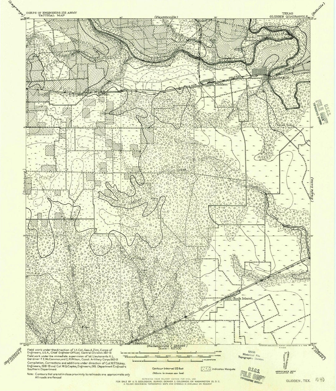 1956 Glidden, TX - Texas - USGS Topographic Map