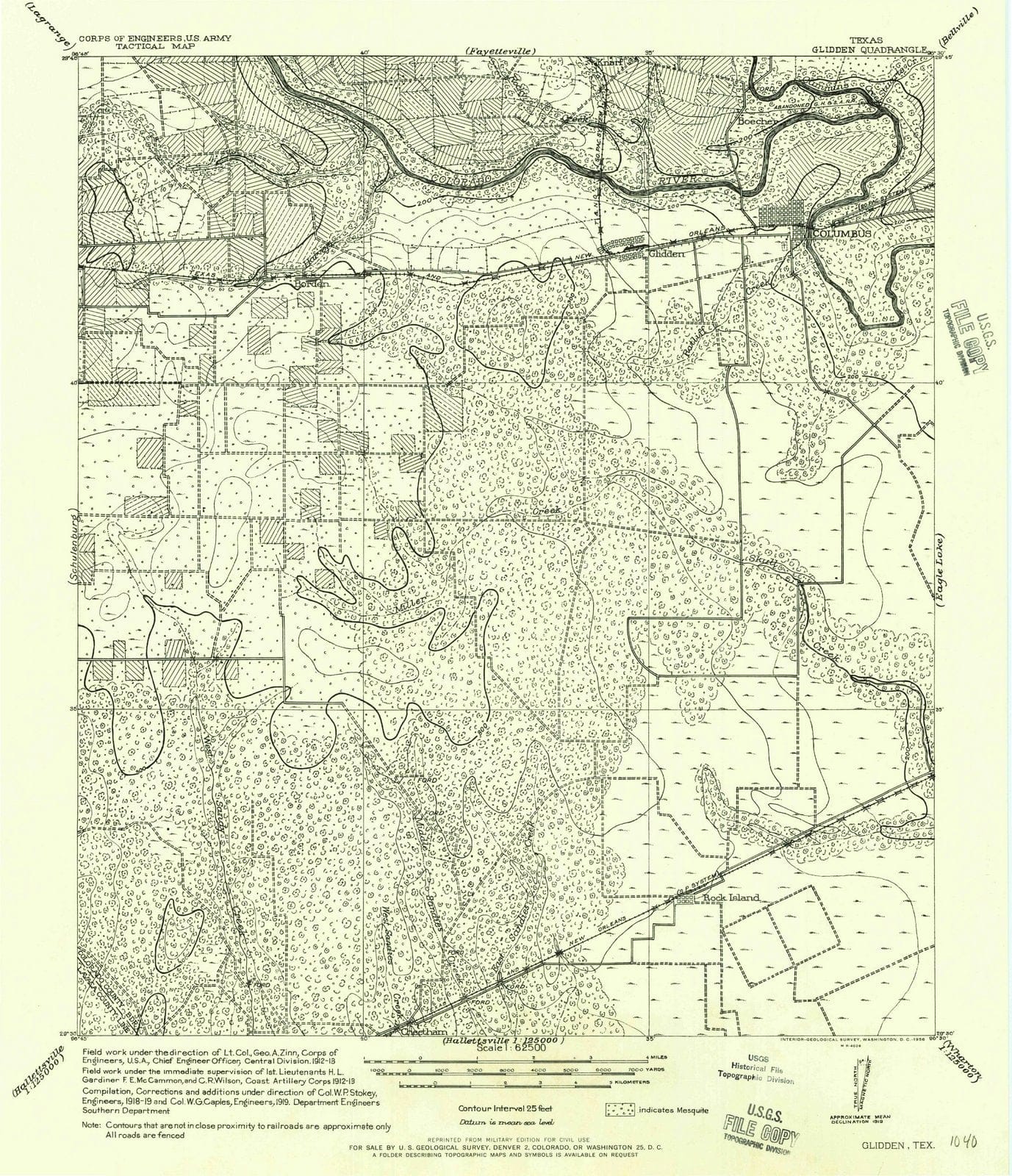 1956 Glidden, TX - Texas - USGS Topographic Map