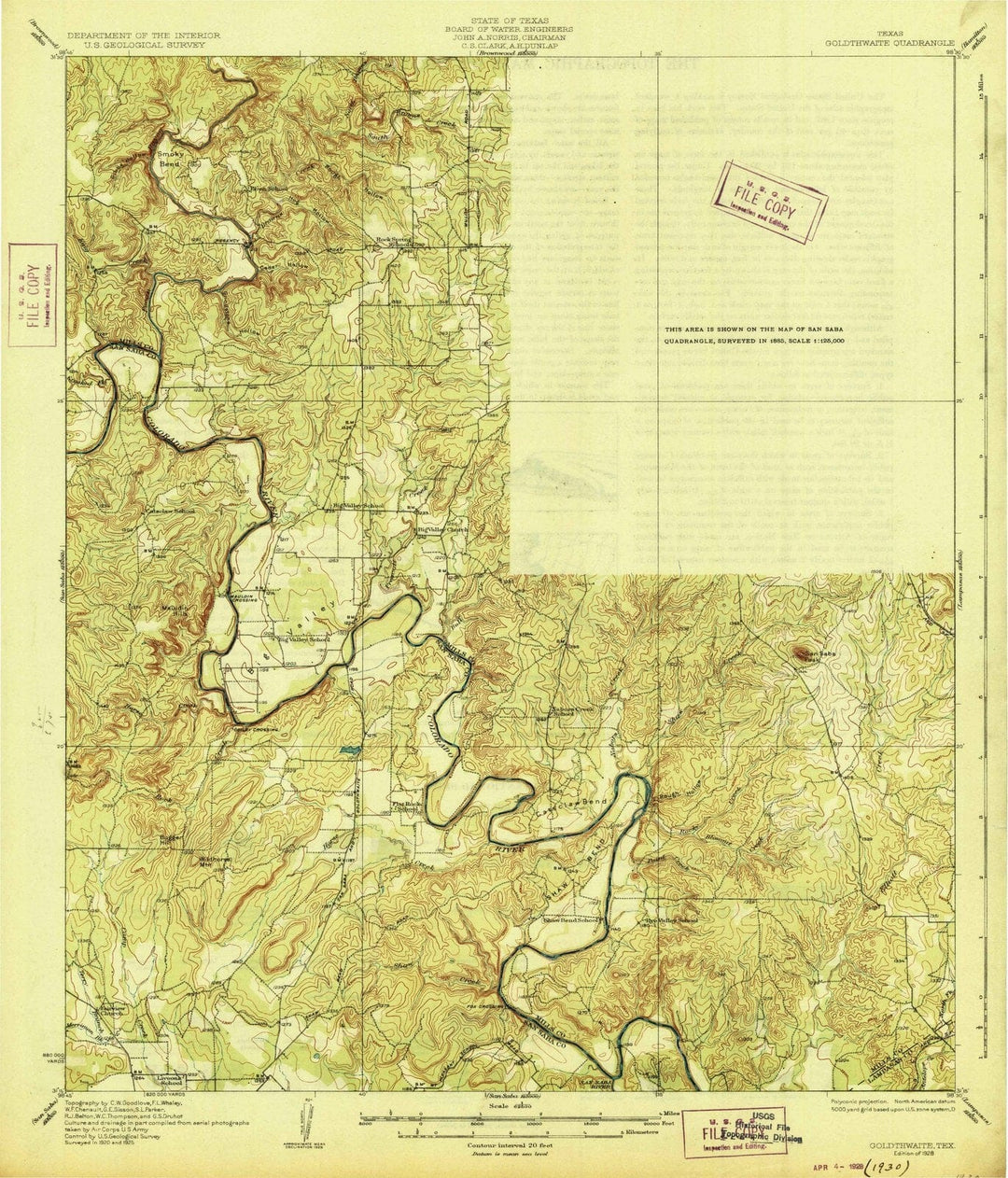 1928 Goldthwaite, TX - Texas - USGS Topographic Map