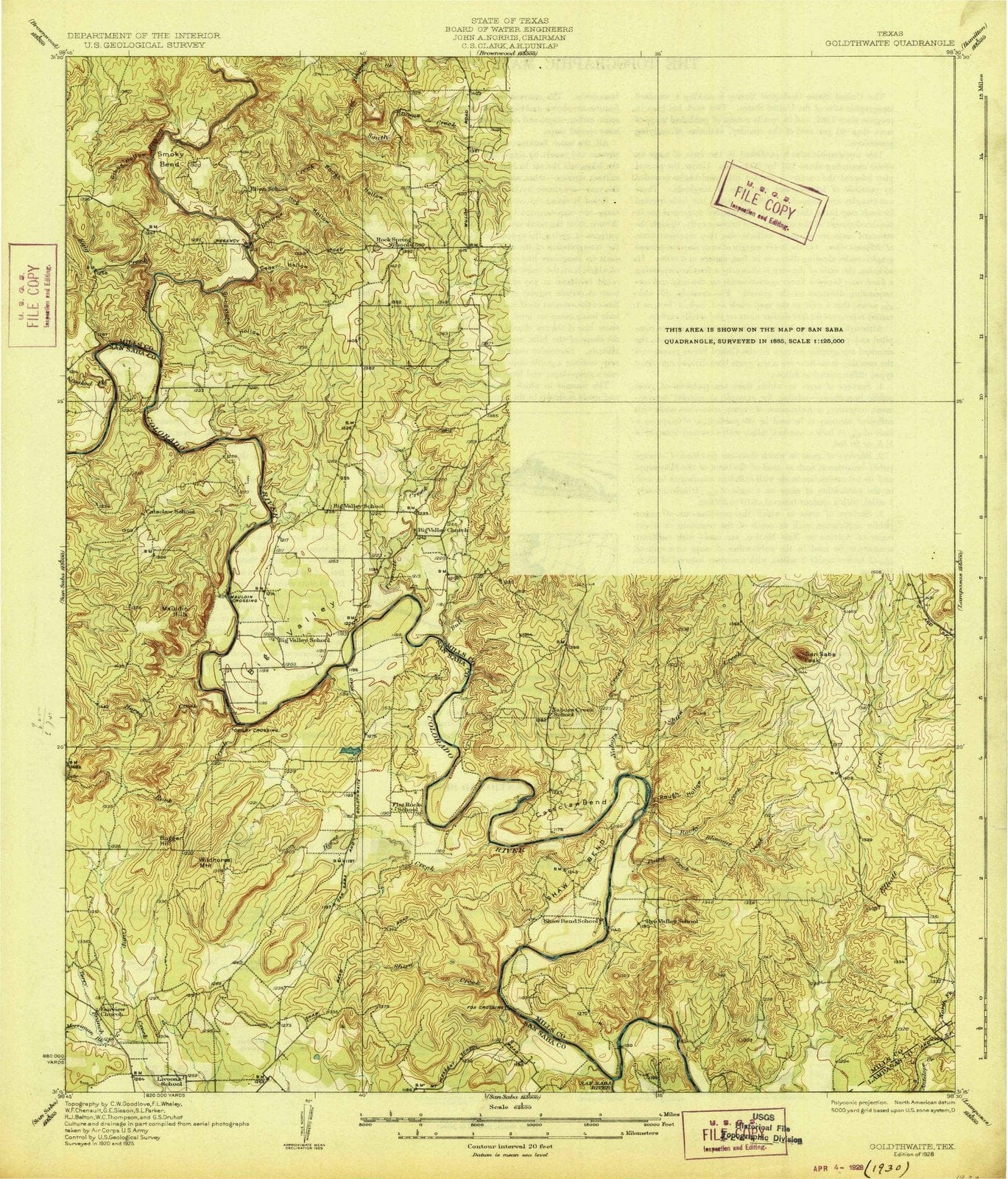 1928 Goldthwaite, TX - Texas - USGS Topographic Map