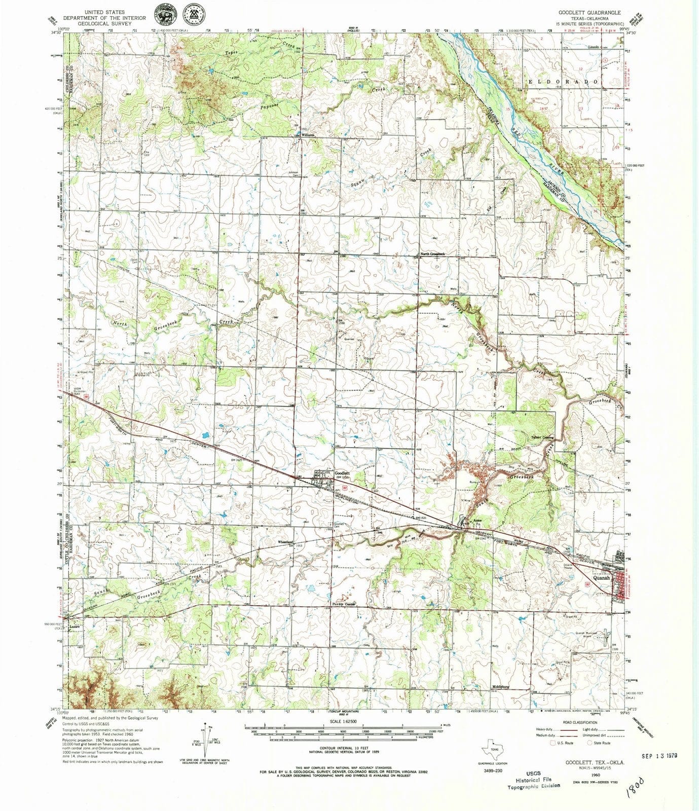1960 Goodlett, TX - Texas - USGS Topographic Map