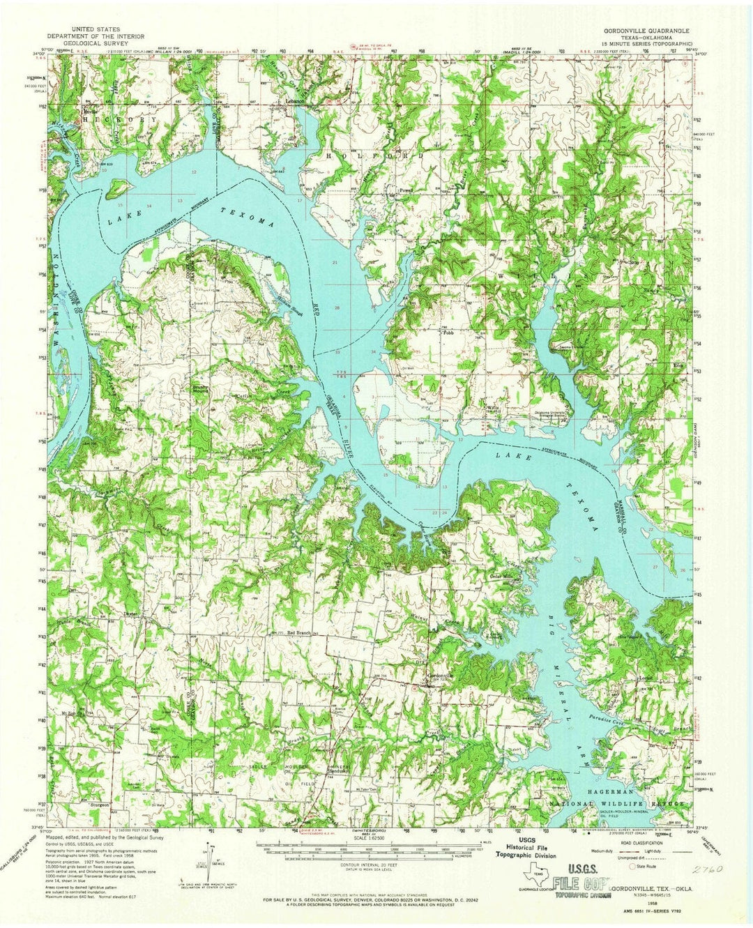 1958 Gordonville, TX - Texas - USGS Topographic Map