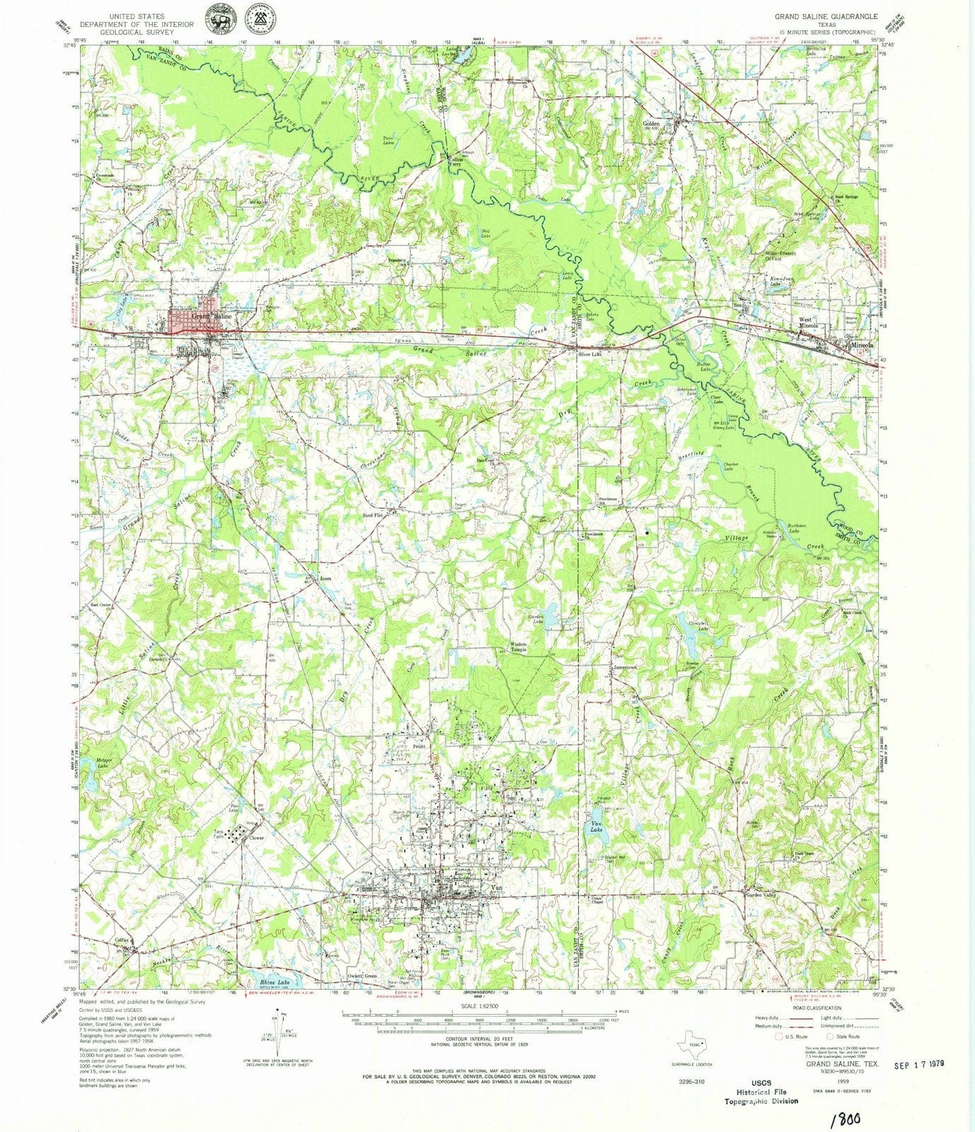 1959 Grand Saline, TX - Texas - USGS Topographic Map
