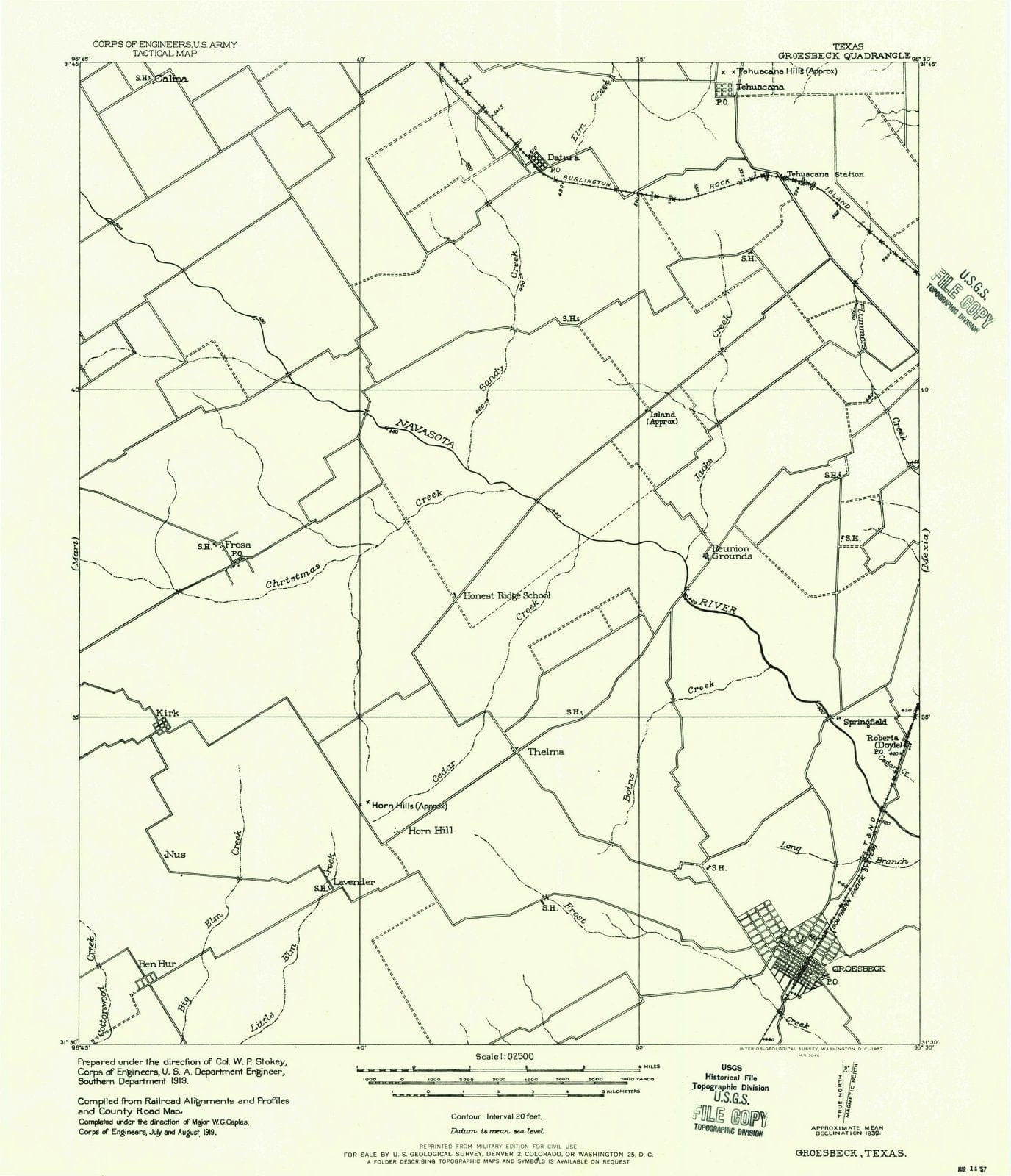 1957 Groesbeck, TX - Texas - USGS Topographic Map