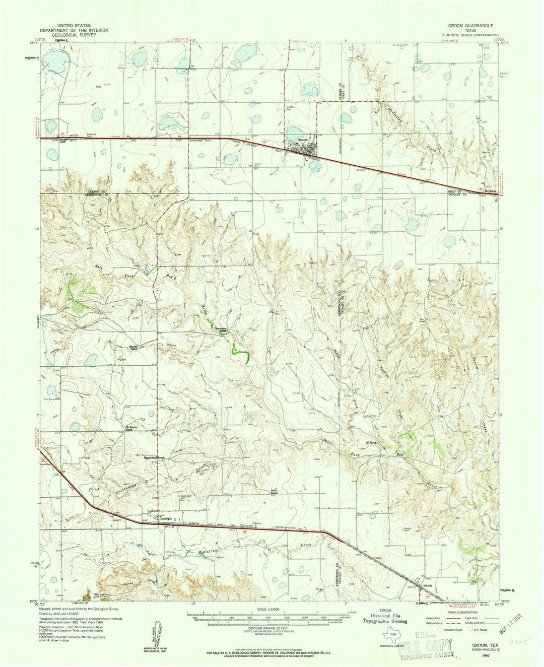 1960 Groom, TX - Texas - USGS Topographic Map