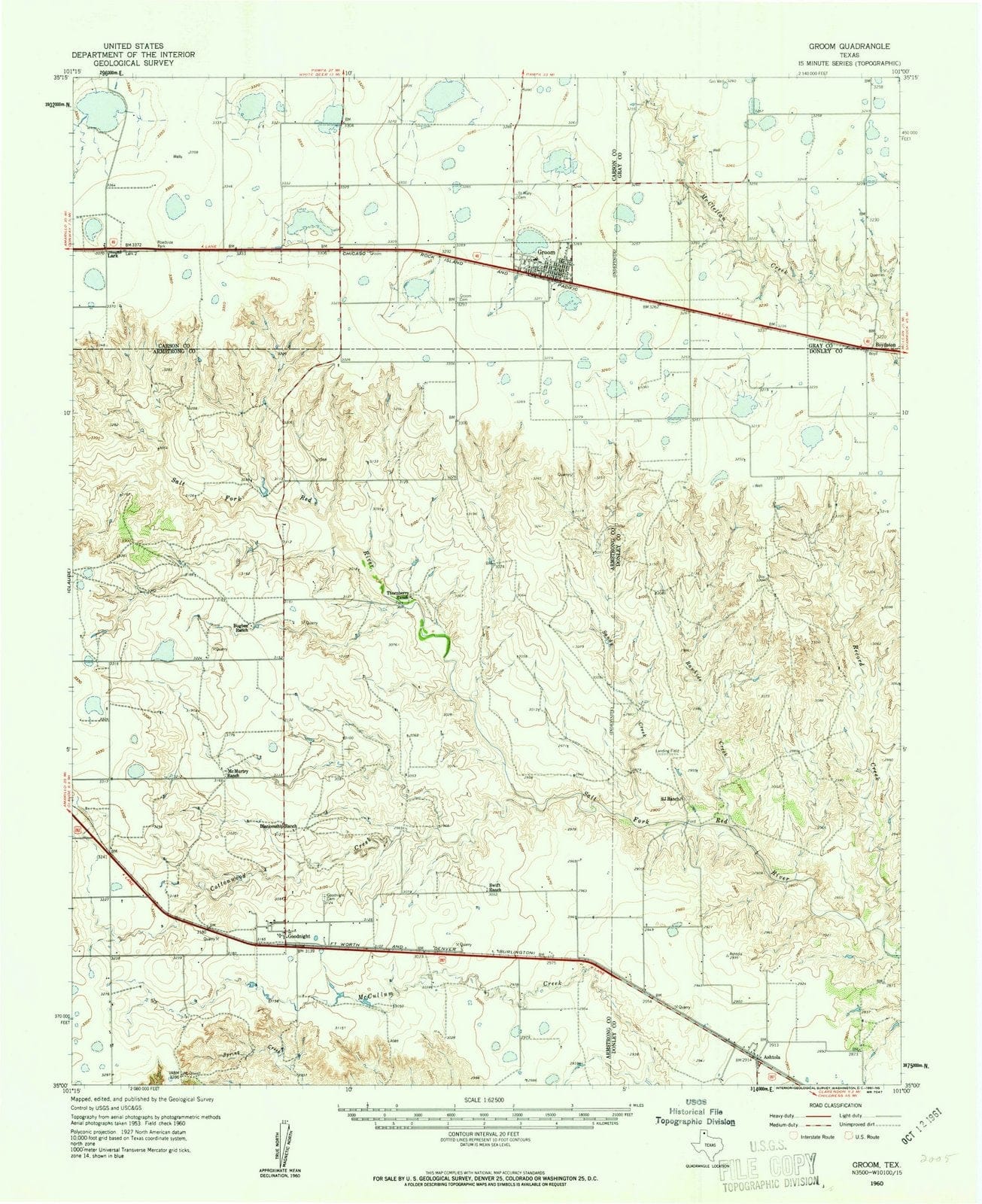 1960 Groom, TX - Texas - USGS Topographic Map