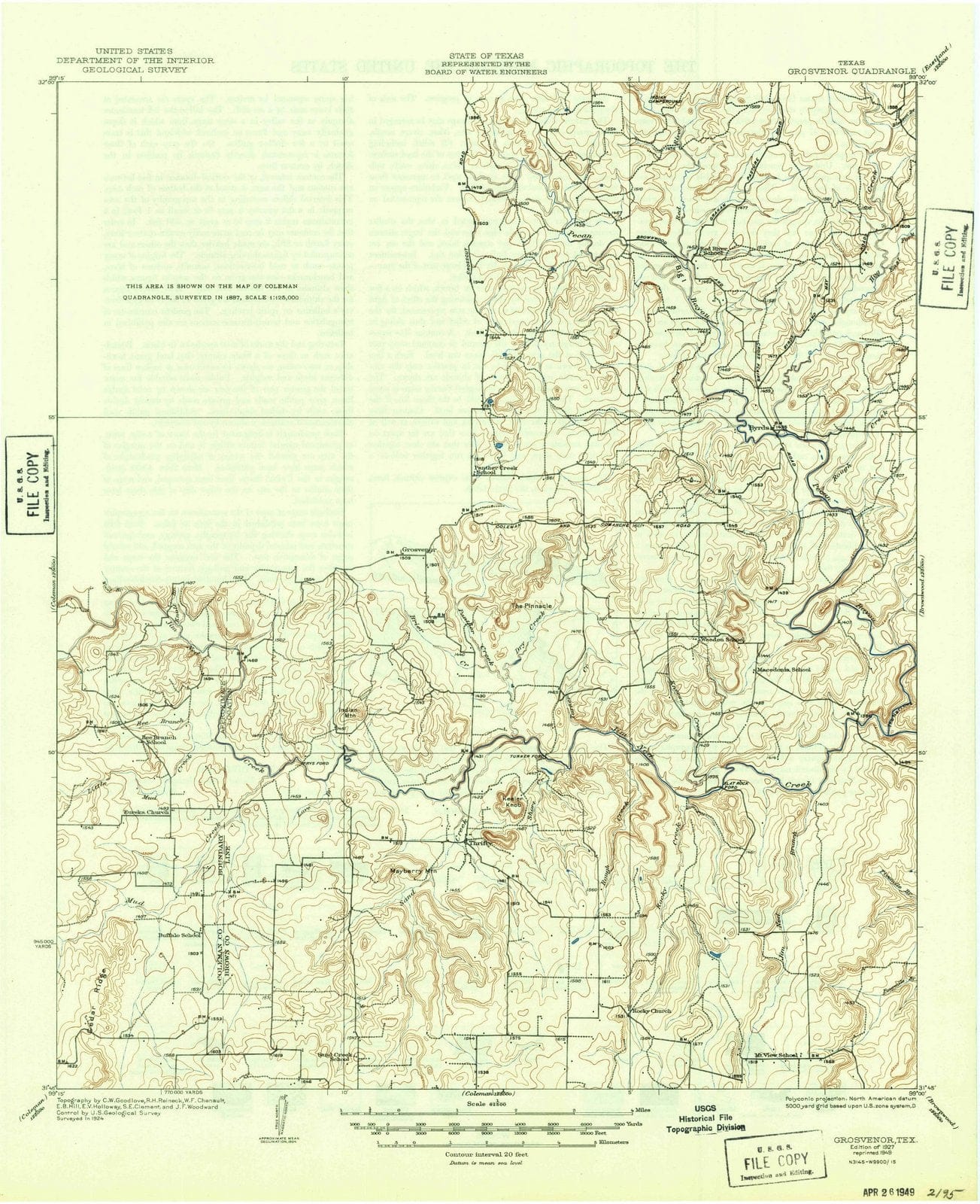 1927 Grosvenor, TX - Texas - USGS Topographic Map