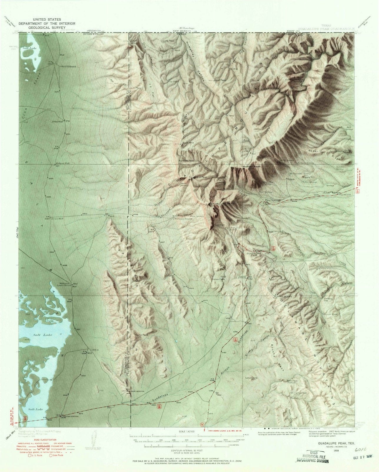 1933 Guadalupe Peak, TX - Texas - USGS Topographic Map