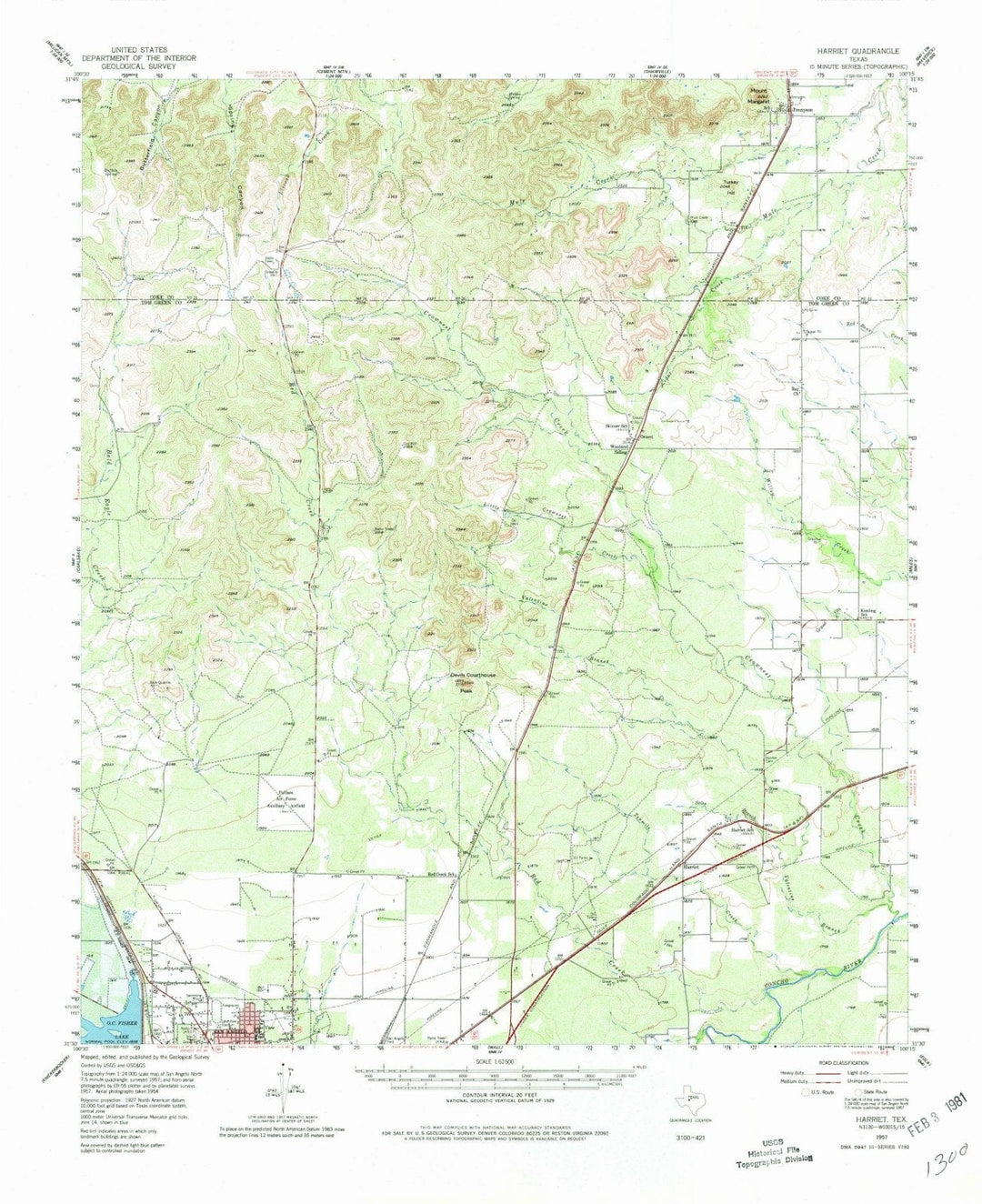 1957 Harriet, TX - Texas - USGS Topographic Map