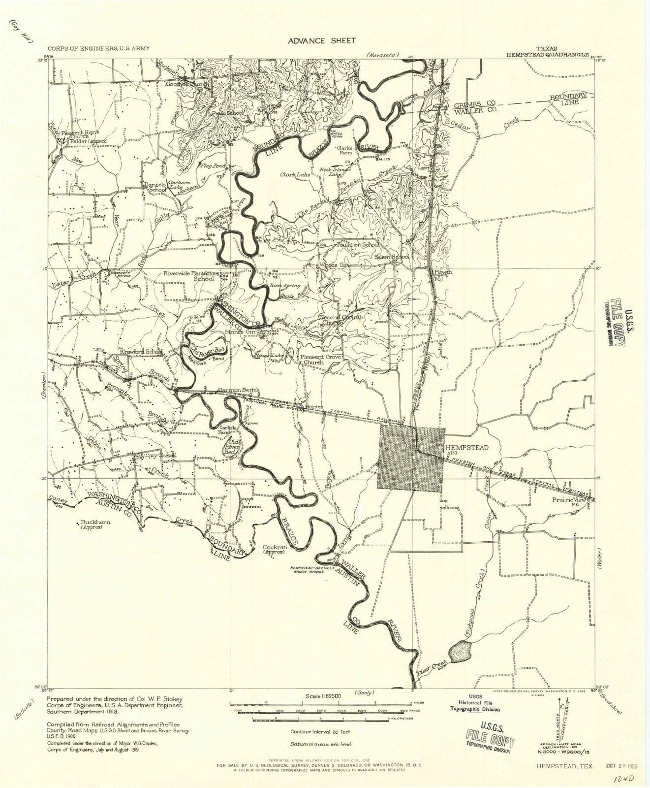 1956 Hempstead, TX - Texas - USGS Topographic Map