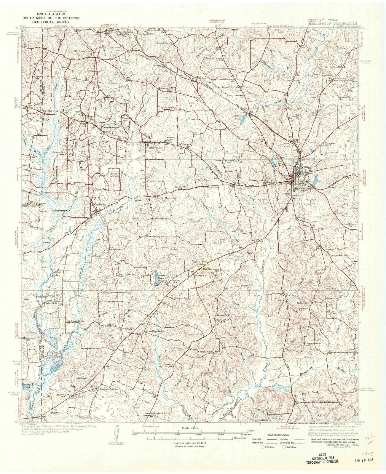 1939 Henderson, TX - Texas - USGS Topographic Map