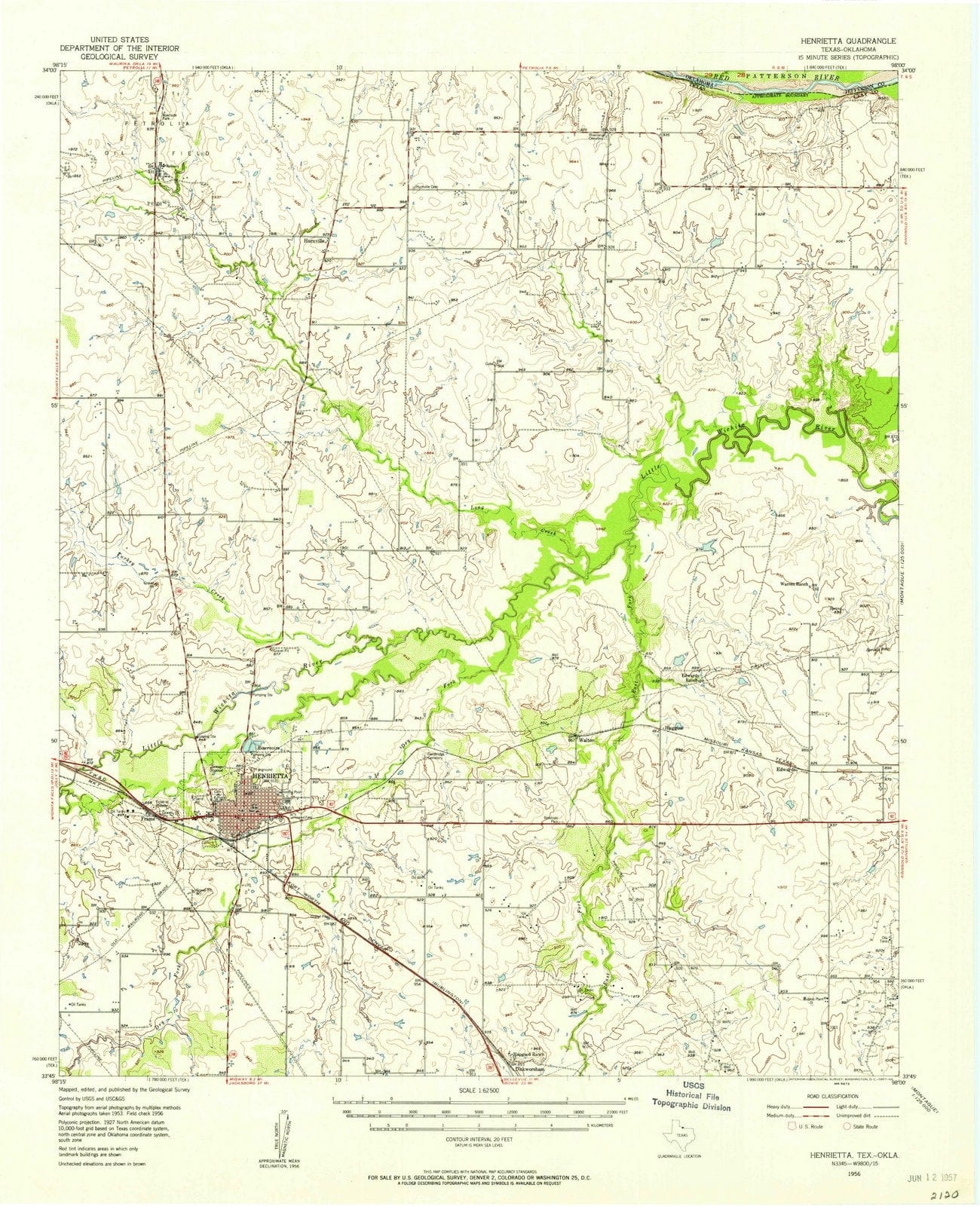 1956 Henrietta, TX - Texas - USGS Topographic Map