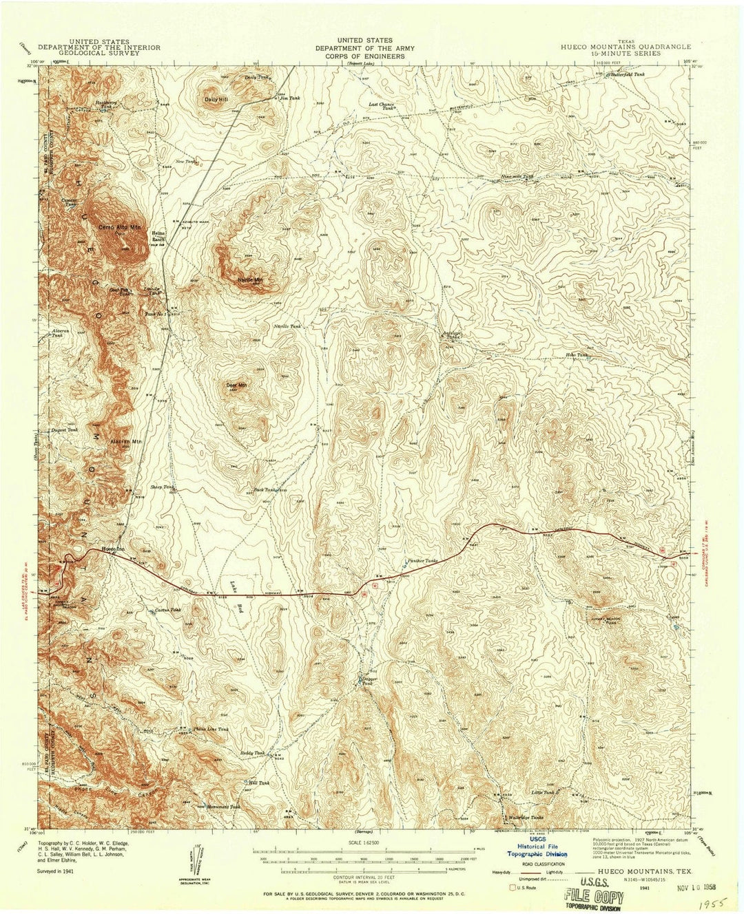 1941 Heuco Mountains, TX - Texas - USGS Topographic Map