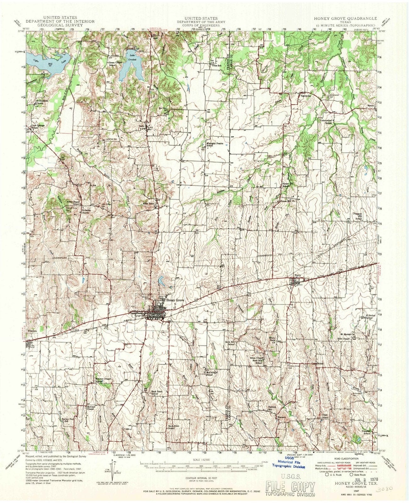 1947 Honey Grove, TX - Texas - USGS Topographic Map
